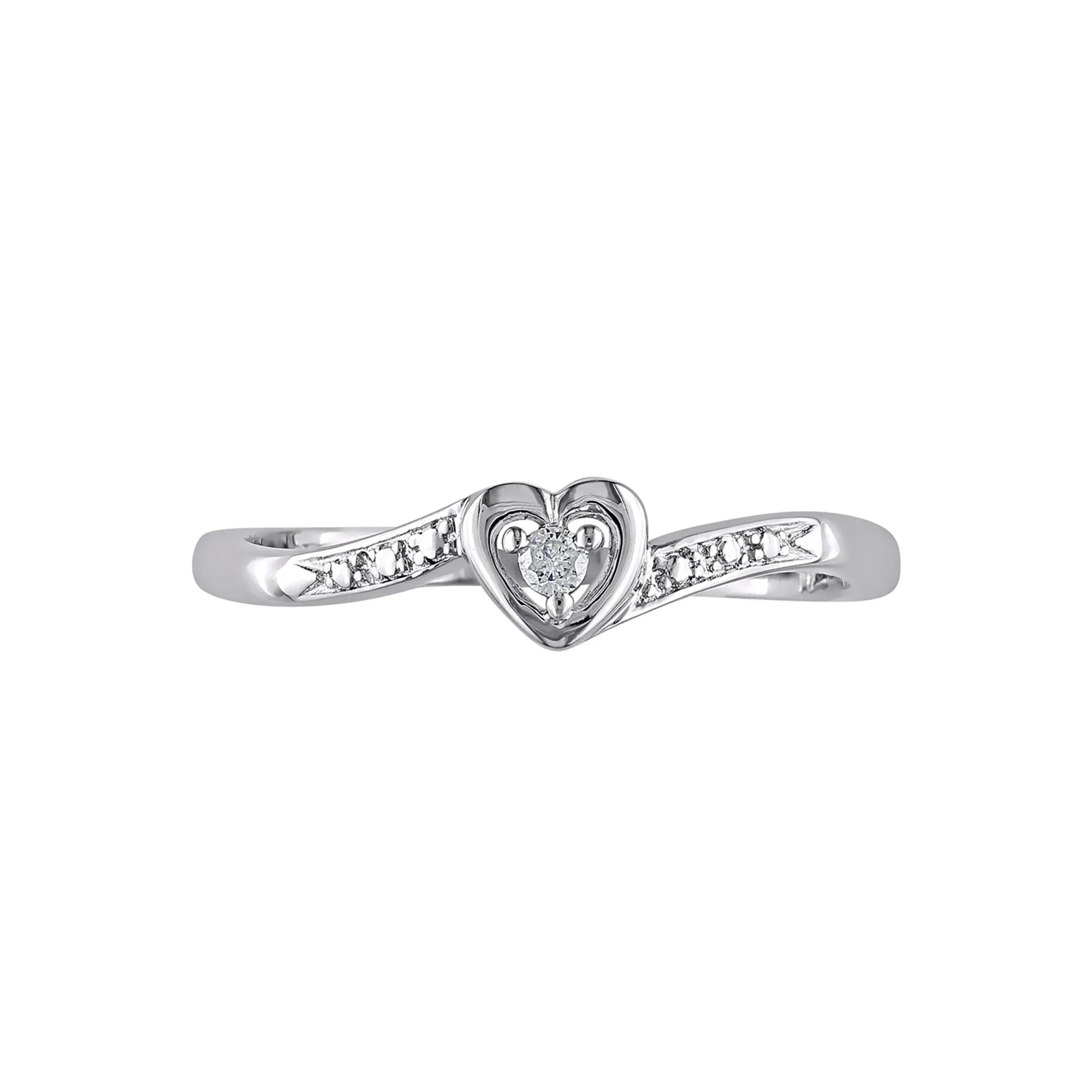 Diamond Heart Ring .925 Sterling Silver Round Brilliant Cut White Size 4.5