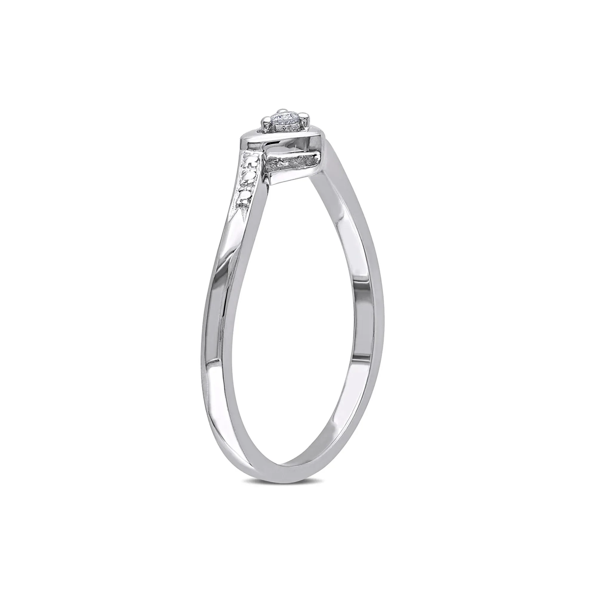 Diamond Heart Ring .925 Sterling Silver Round Brilliant Cut White Size 9 - Image 3