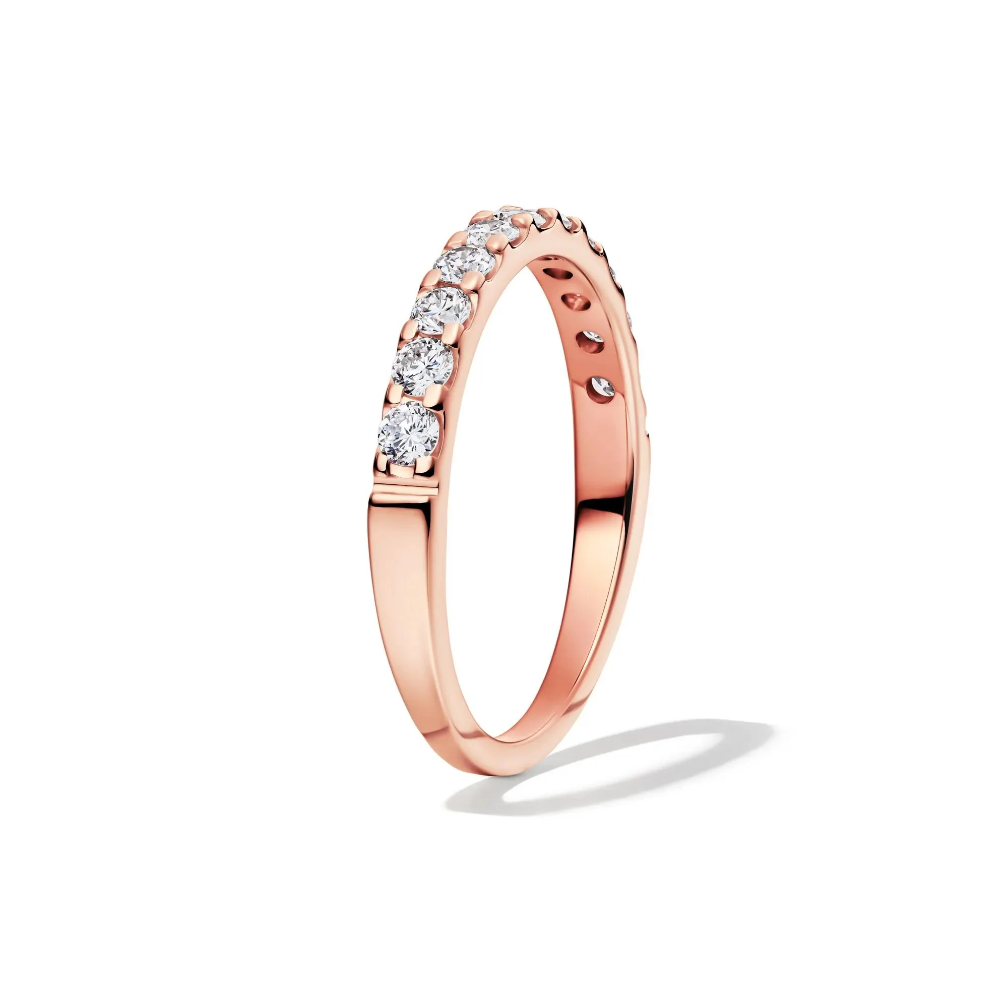 1/2 CT. Tw. Lab Grown Diamond Band Ring 14K Rose Gold Round Brilliant Cut Size 5 2mm - Image 3
