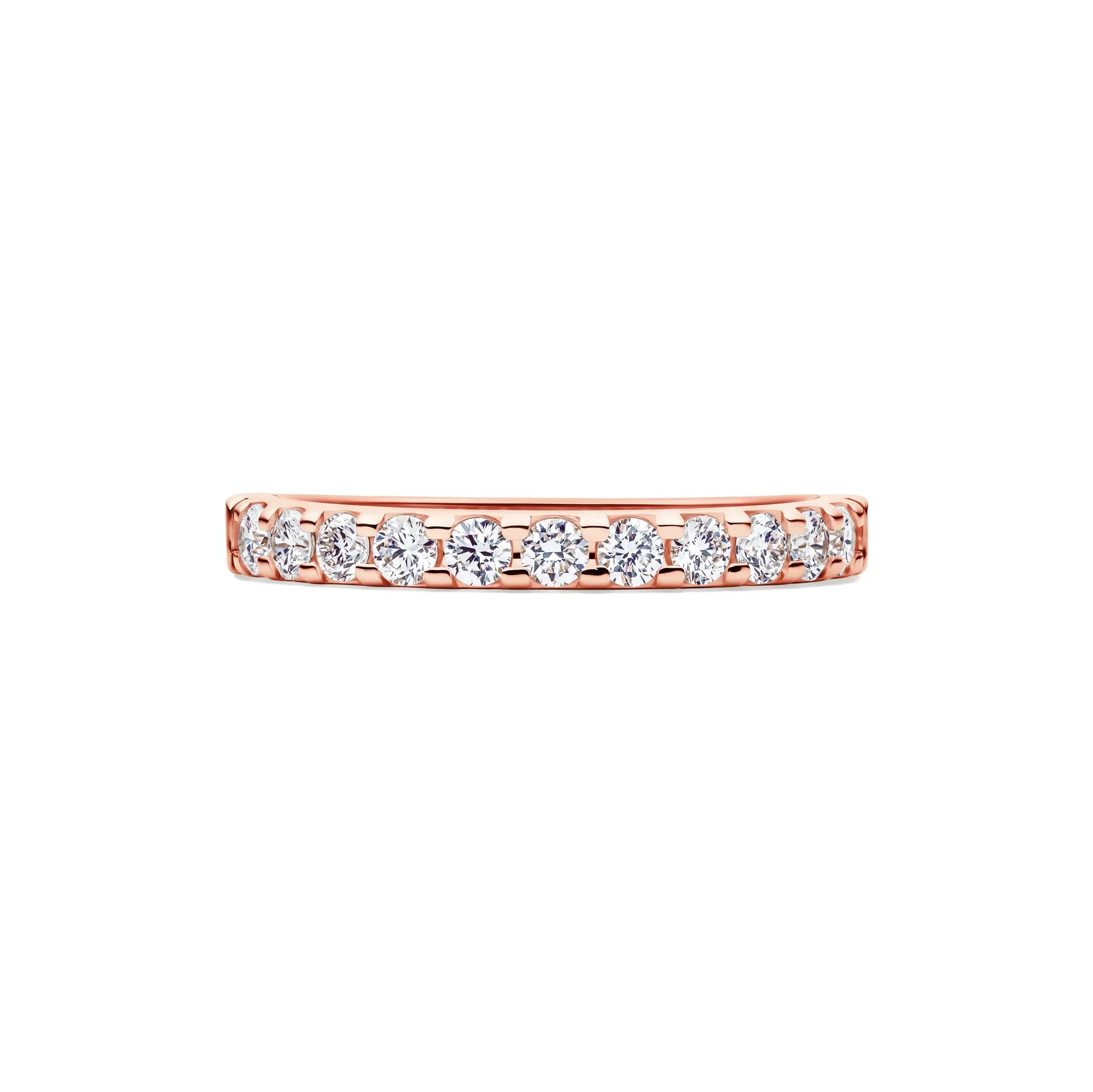 1/2 CT. Tw. Lab Grown Diamond Band Ring 14K Rose Gold Round Brilliant Cut Size 6.5 2mm