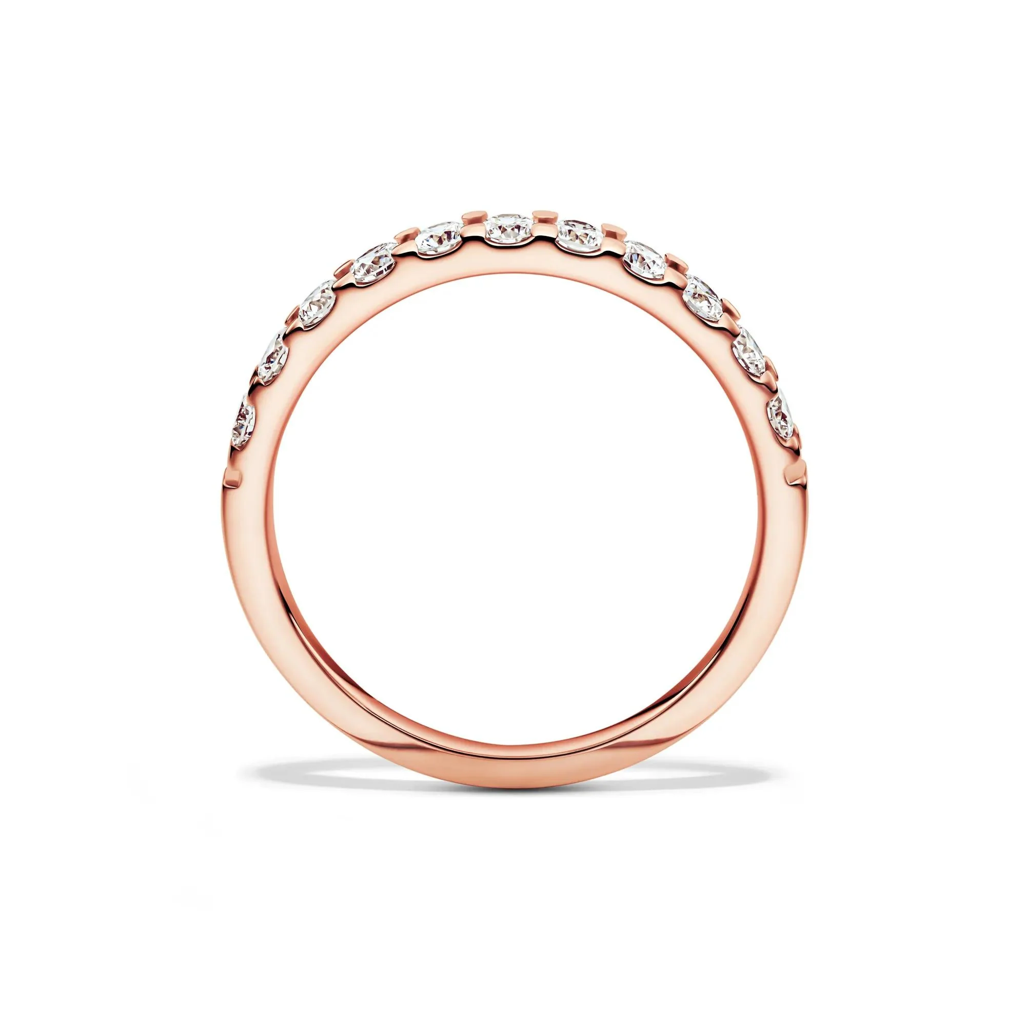 1/2 CT. Tw. Lab Grown Diamond Band Ring 14K Rose Gold Round Brilliant Cut Size 9 2mm - Image 2