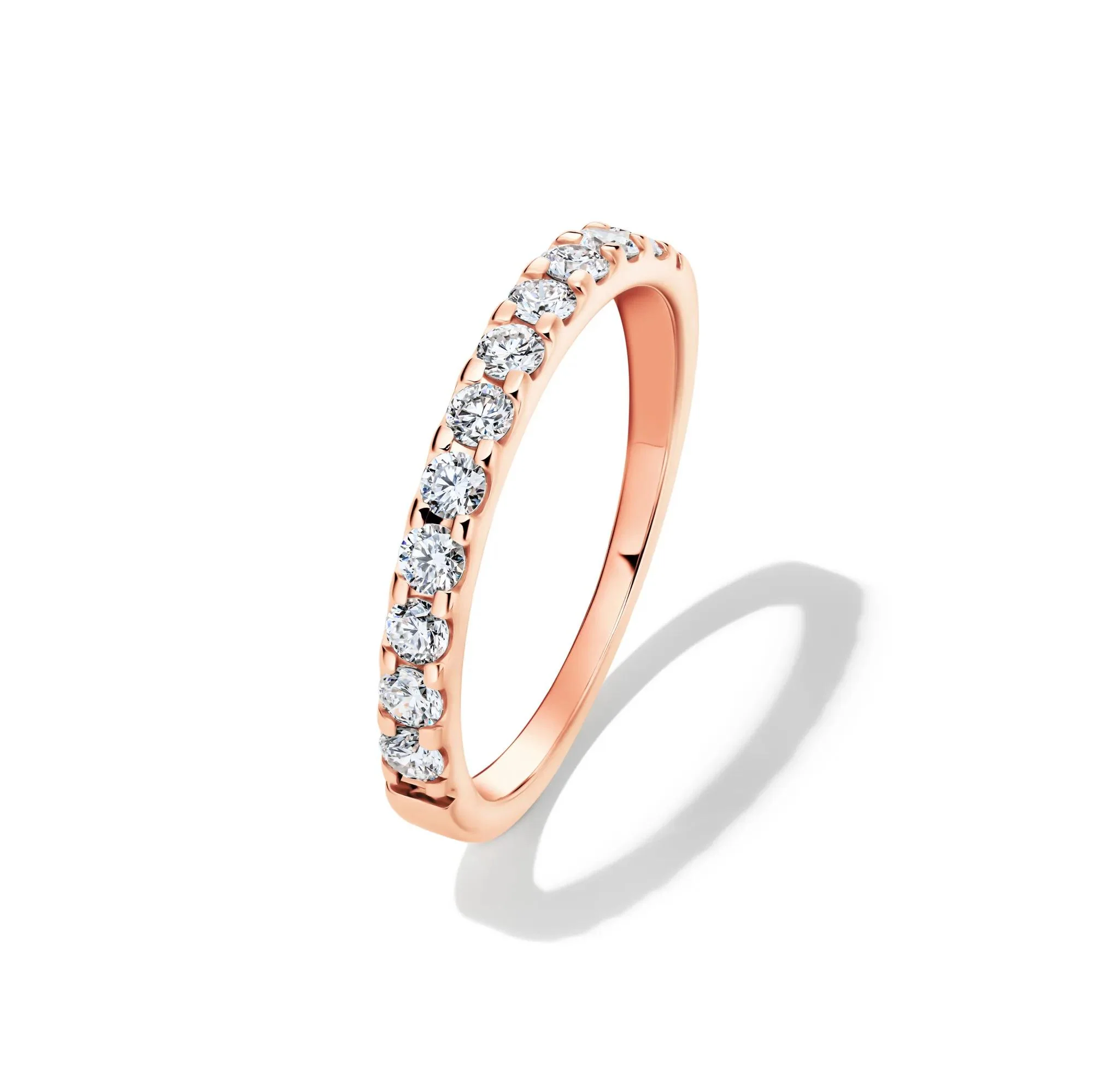 1/2 CT. Tw. Lab Grown Diamond Band Ring 14K Rose Gold Round Brilliant Cut Size 9 2mm - Image 4