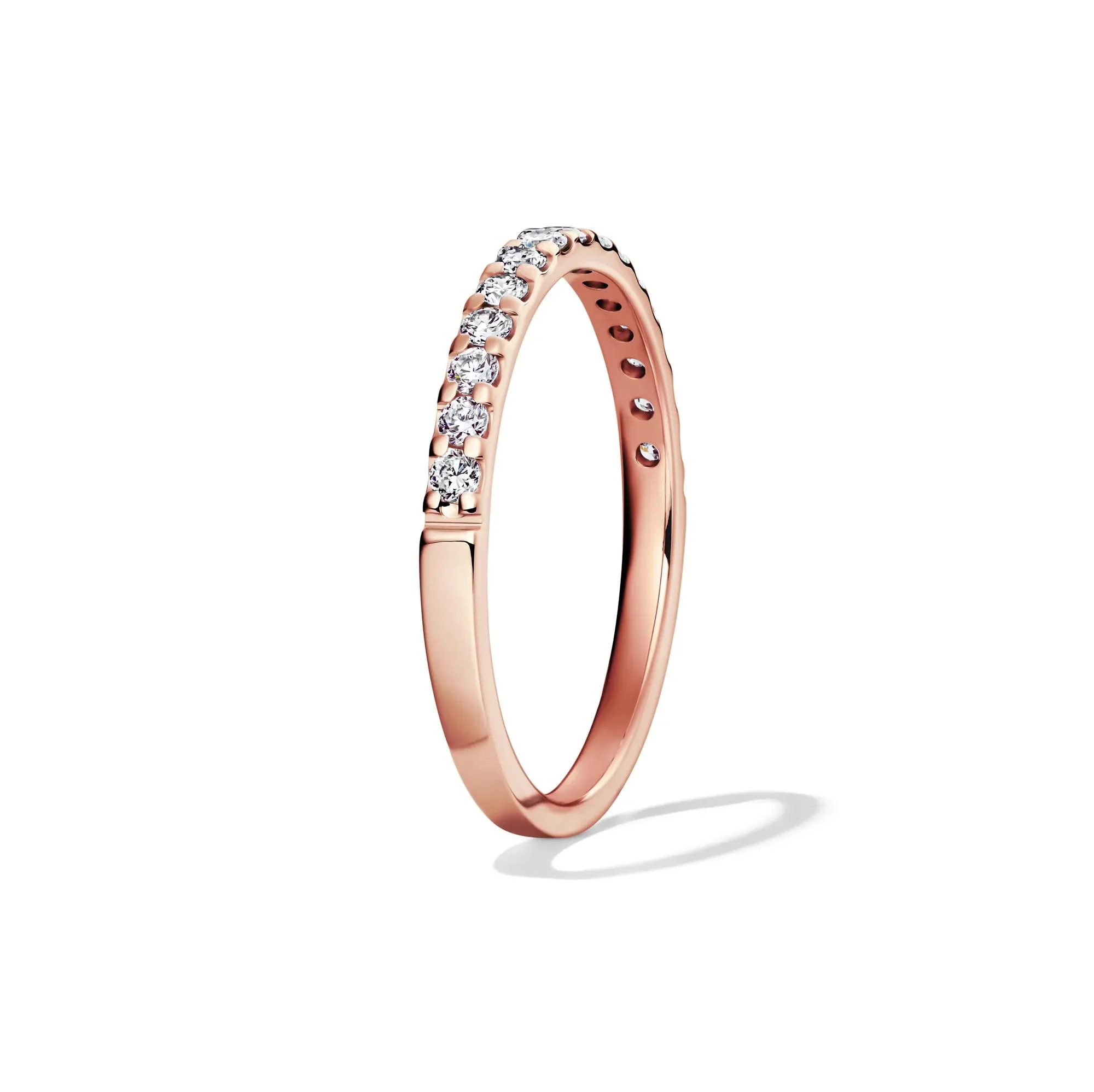 1/4 CT. Tw. Lab Grown Diamond Band Ring 14K Rose Gold Round Brilliant Cut Size 7 2mm - Image 3