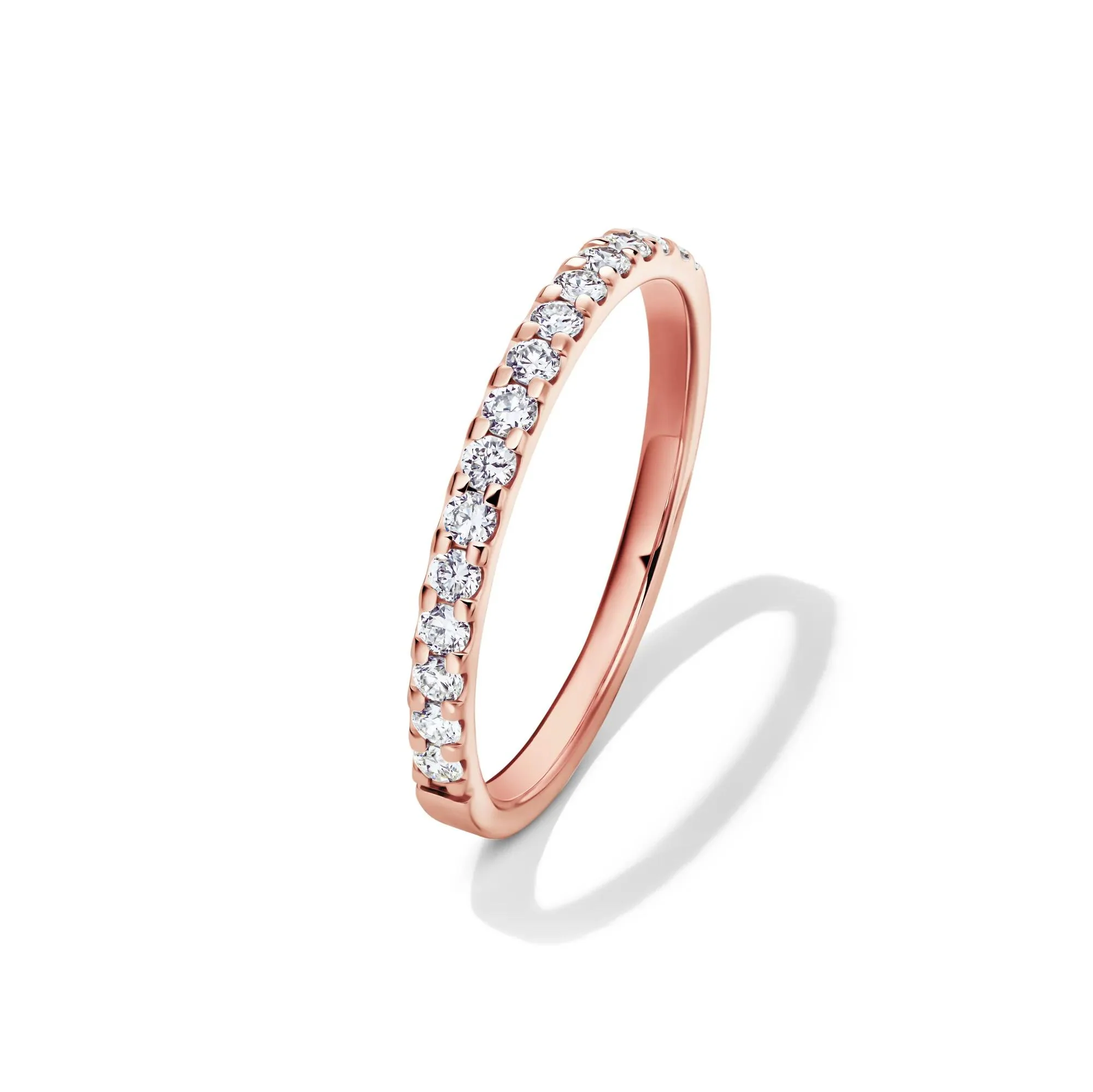 1/4 CT. Tw. Lab Grown Diamond Band Ring 14K Rose Gold Round Brilliant Cut Size 7 2mm - Image 4