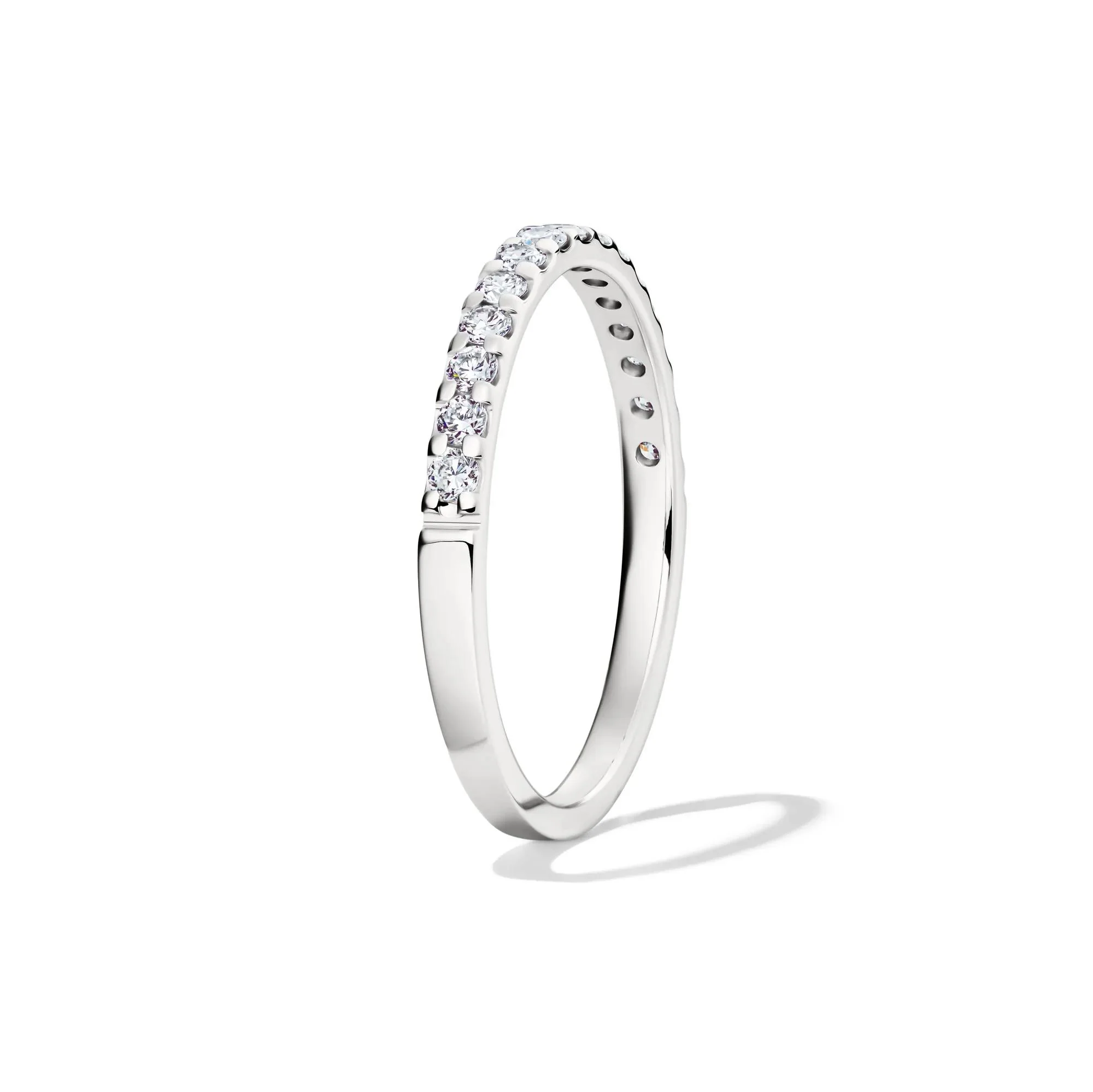 1/4 CT. Tw. Lab Grown Diamond Wedding Band Ring 14K White Gold Round Brilliant Cut Size 9 2mm - Image 3