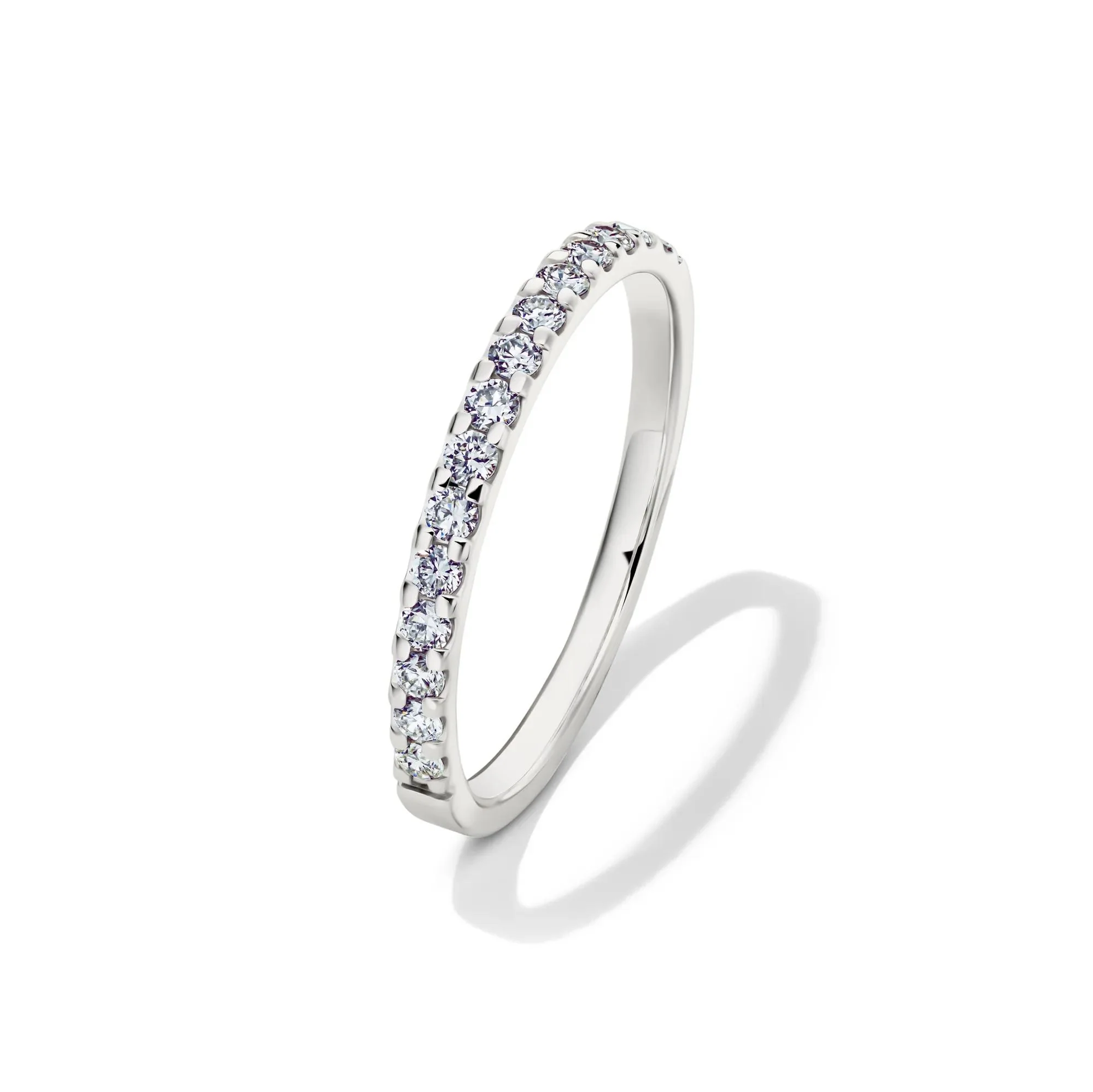 1/4 CT. Tw. Lab Grown Diamond Wedding Band Ring 14K White Gold Round Brilliant Cut Size 9 2mm - Image 4