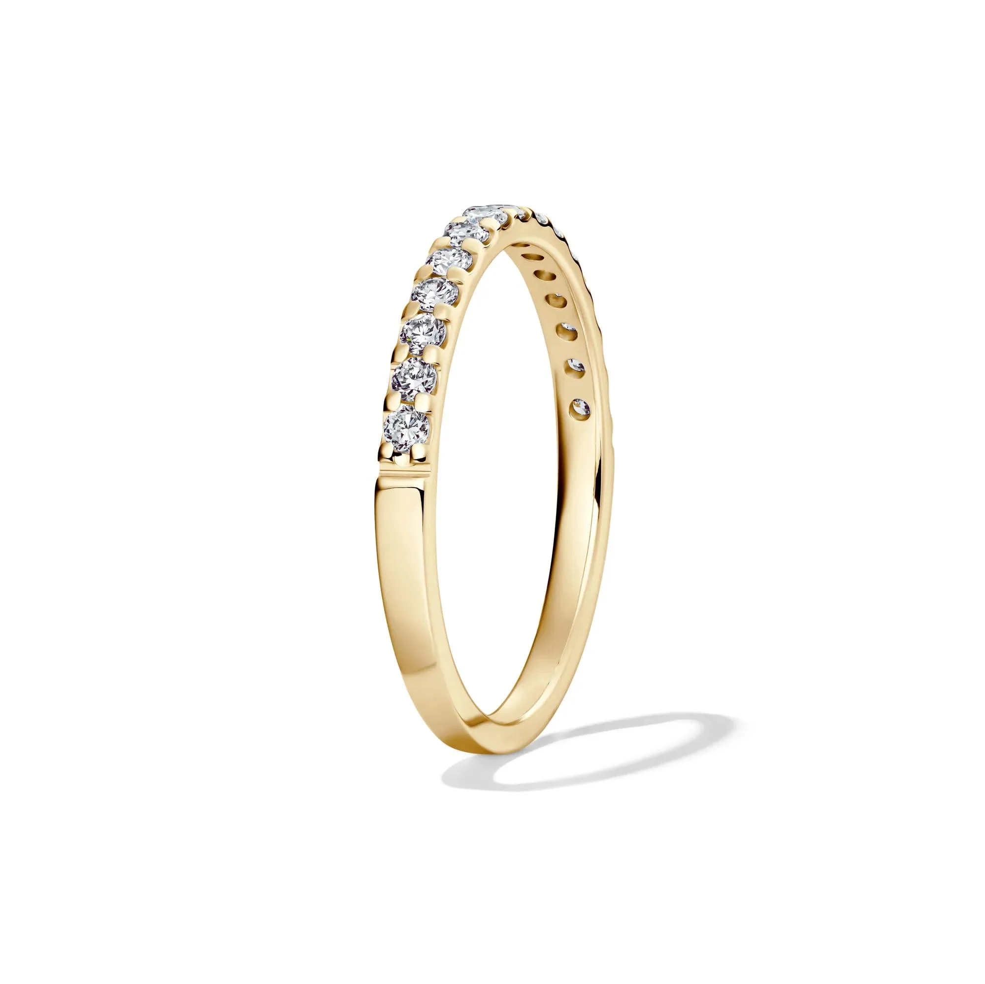 1/4 CT. Tw. Lab Grown Diamond Band Ring 14K Yellow Gold Round Brilliant Cut Size 6 2mm - Image 3