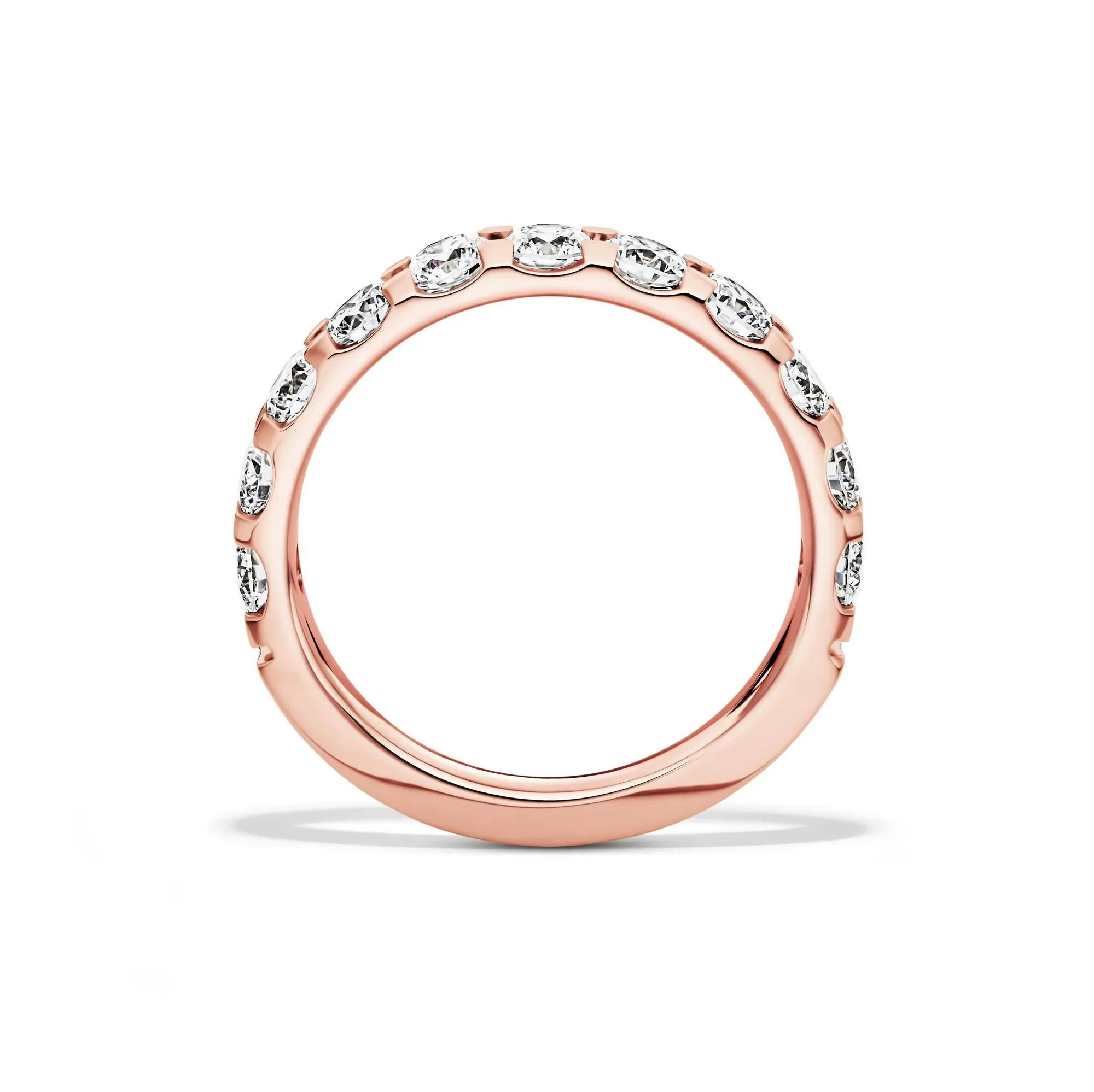 1/2 CT. Tw. Lab Grown Diamond Band Ring 14K Rose Gold Round Brilliant Cut Size 5 2mm - Image 2