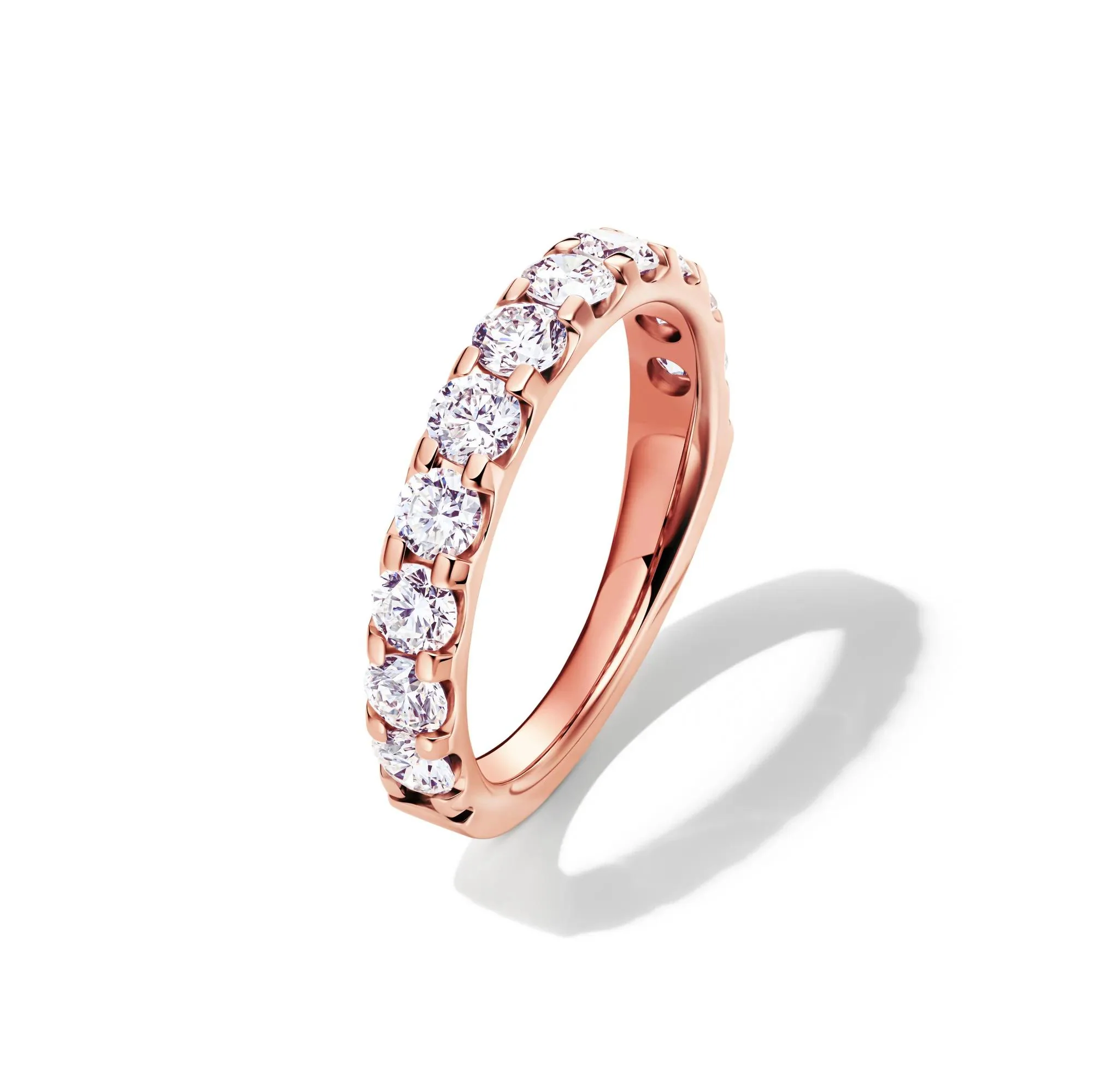 1/2 CT. Tw. Lab Grown Diamond Band Ring 14K Rose Gold Round Brilliant Cut Size 5.5 2mm - Image 4