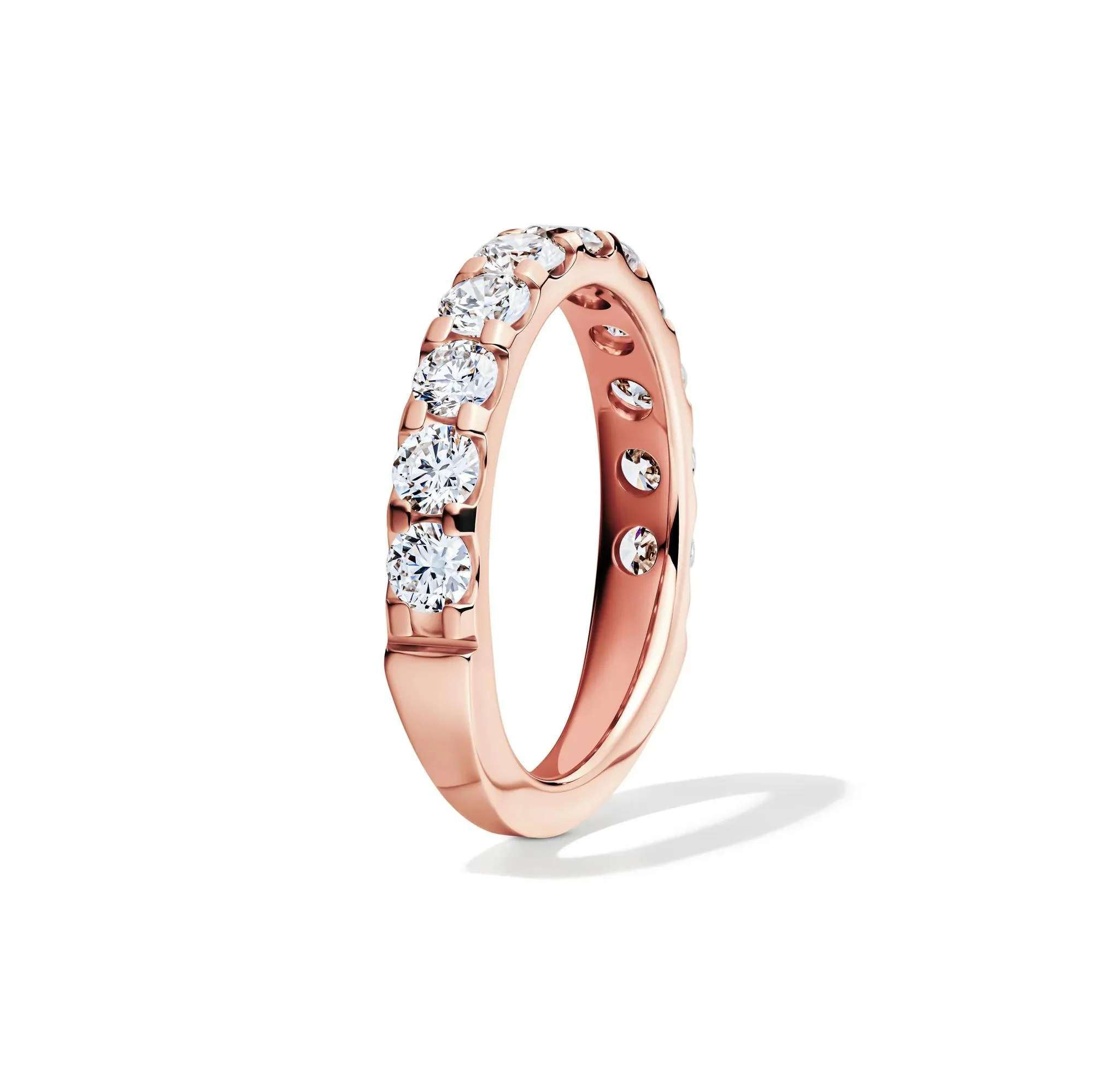 1/2 CT. Tw. Lab Grown Diamond Band Ring 14K Rose Gold Round Brilliant Cut Size 6.5 2mm - Image 3