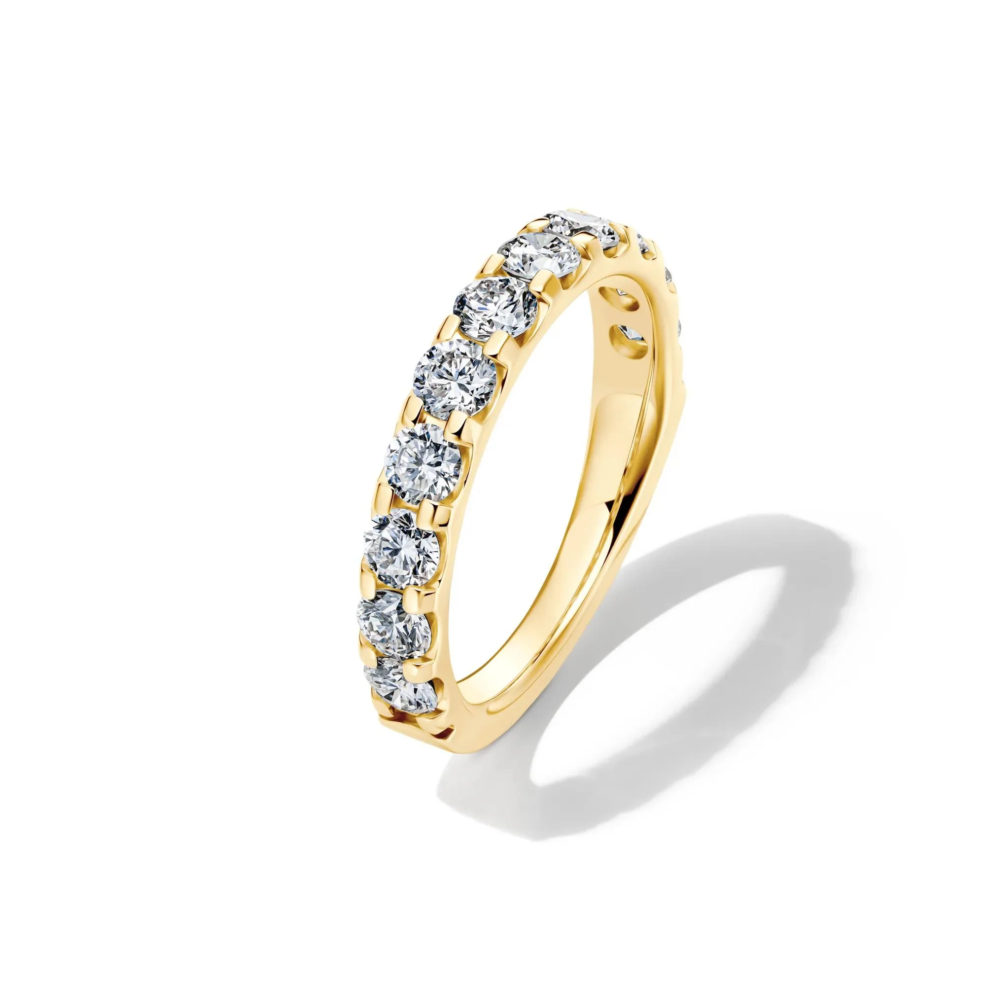 1/2 CT. Tw. Lab Grown Diamond Band Ring 14K Yellow Gold Round Brilliant Cut Size 9 2mm - Image 4