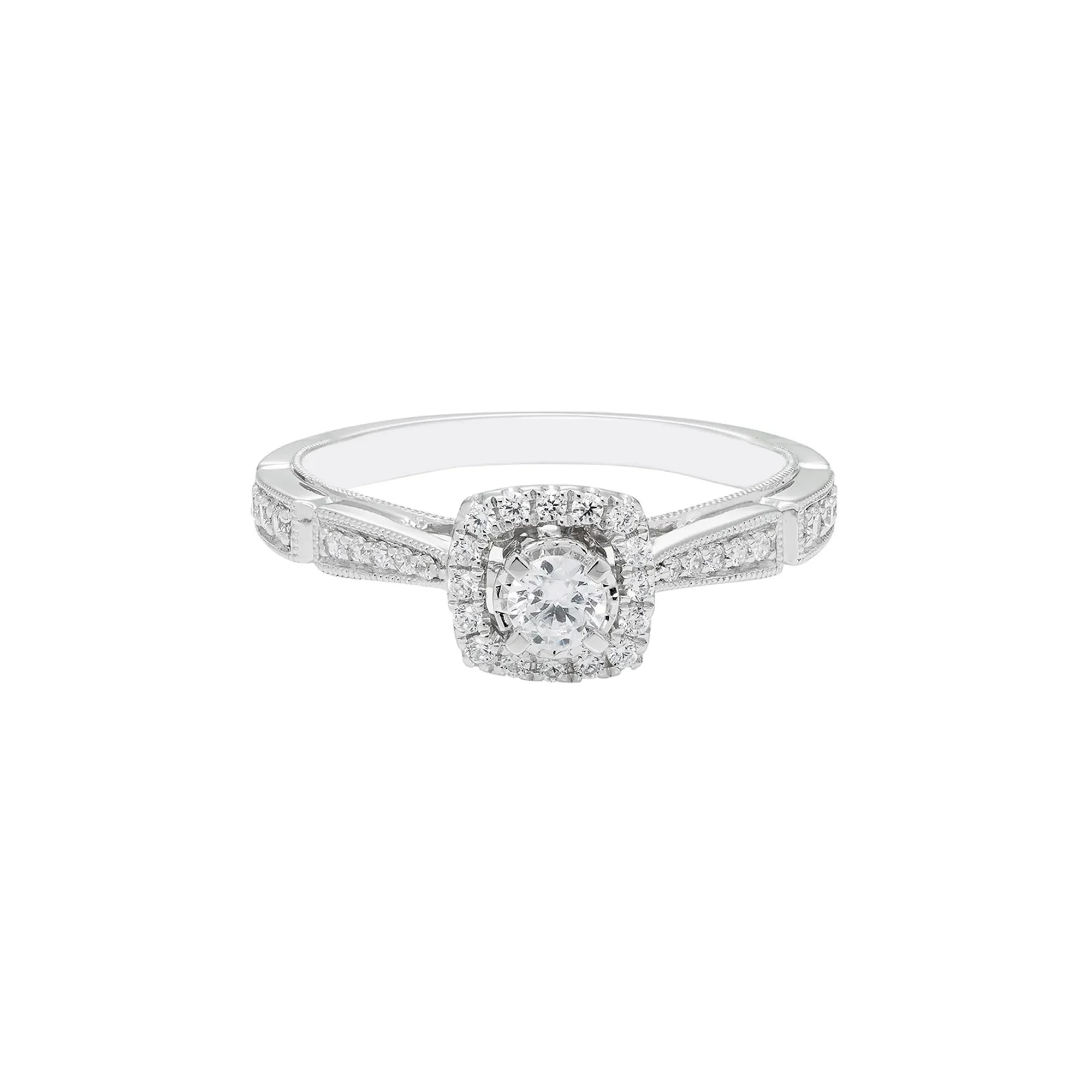 1/3 CT. Tw. Diamond Ring 10K White Gold Round Brilliant Cut Size 7.5