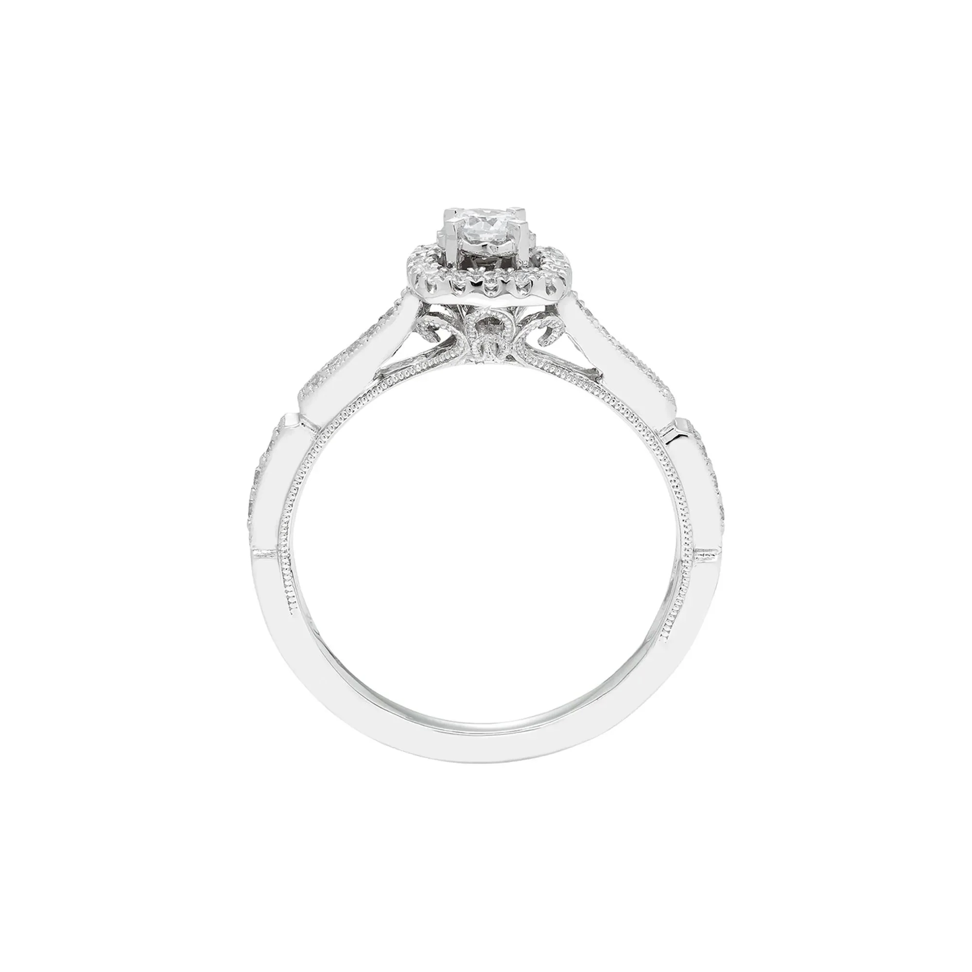 1/3 CT. Tw. Diamond Ring 10K White Gold Round Brilliant Cut Size 8 - Image 2
