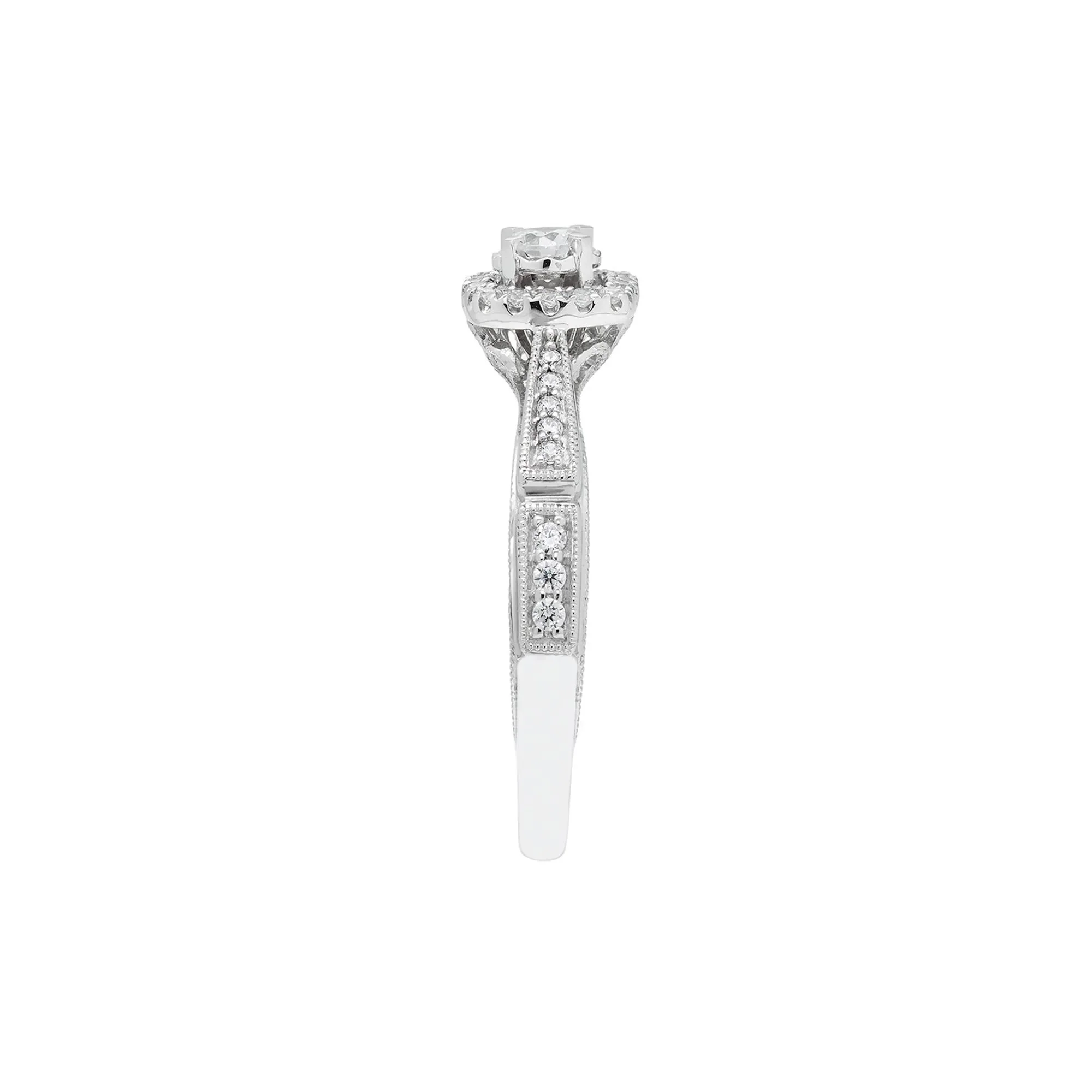 1/3 CT. Tw. Diamond Ring 10K White Gold Round Brilliant Cut Size 9 - Image 3