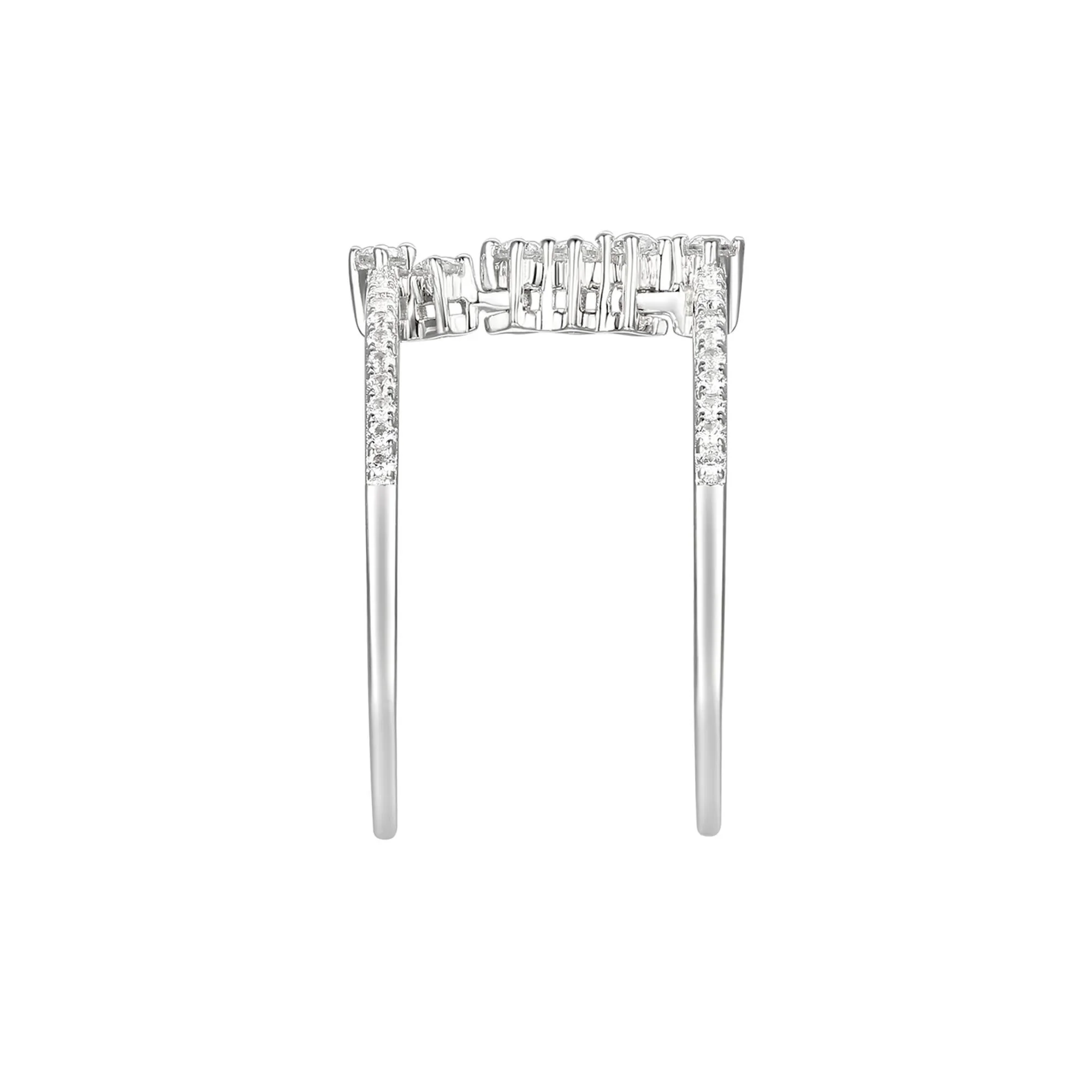 1/3 CT. Tw. Diamond Double Band Stack Ring 10K White Gold Round Brilliant Cut Size 6 - Image 3