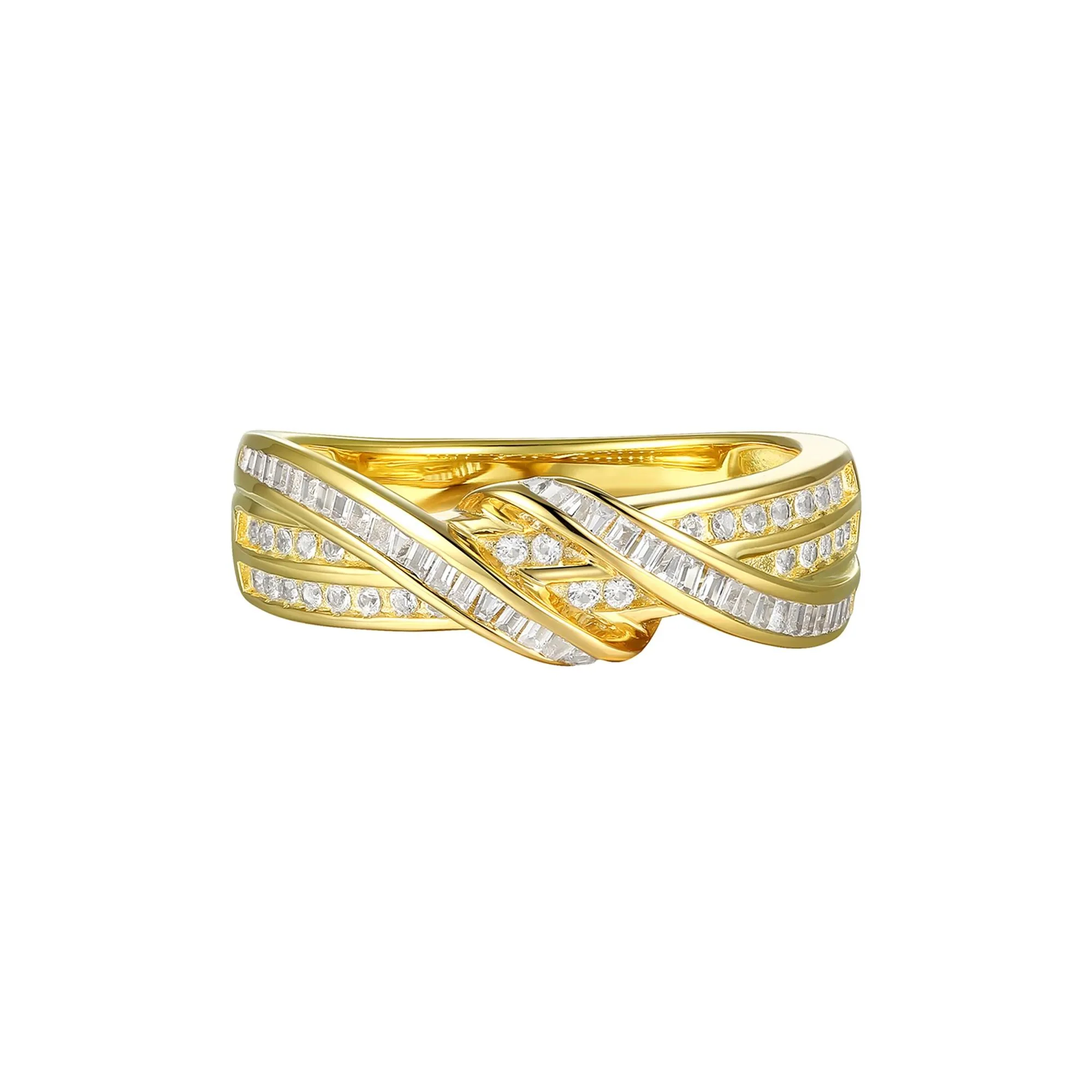 1/3 CT. Tw. Baguette & Round Diamond Ring 10K Yellow Gold Size 7
