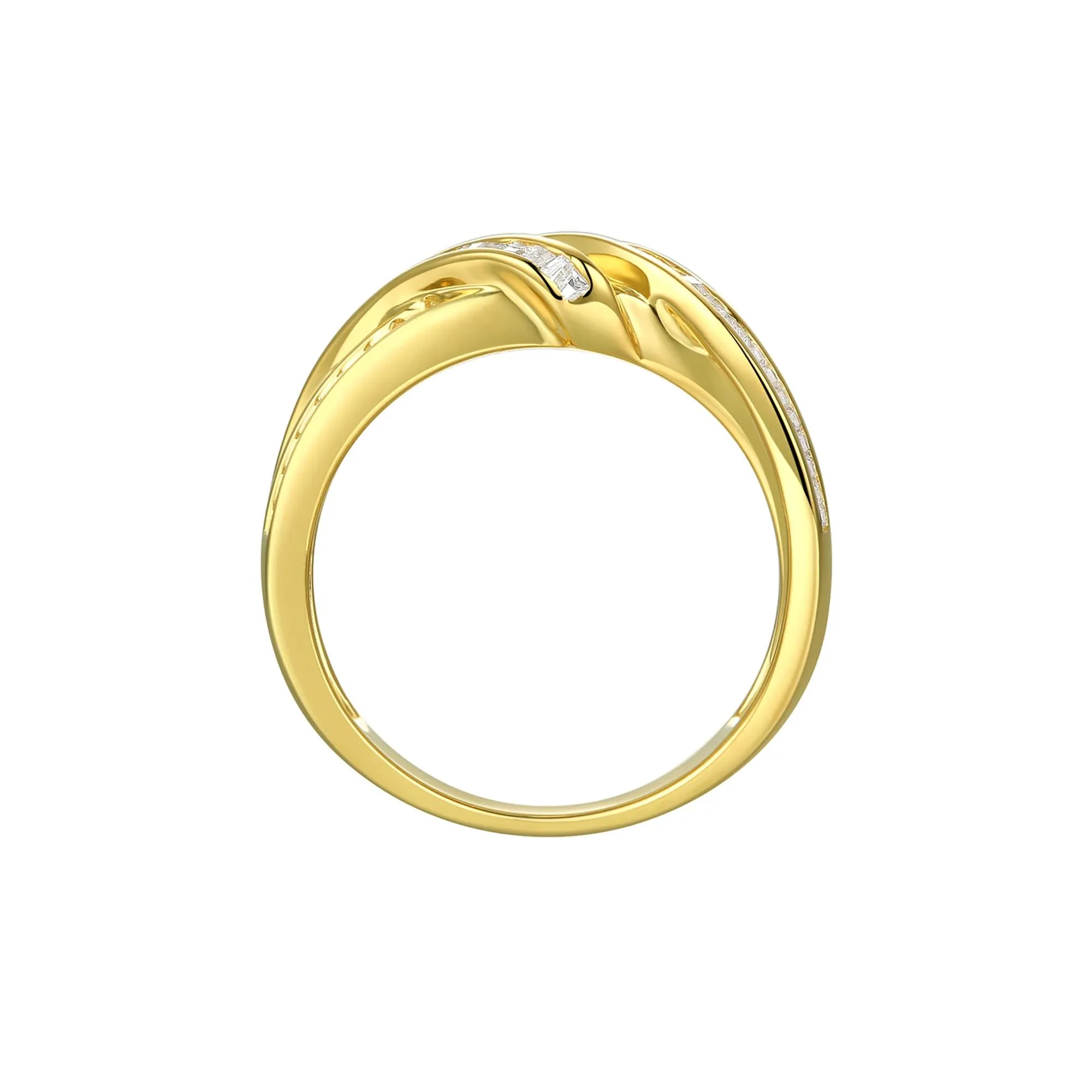 1/3 CT. Tw. Baguette & Round Diamond Ring 10K Yellow Gold Size 7 - Image 2