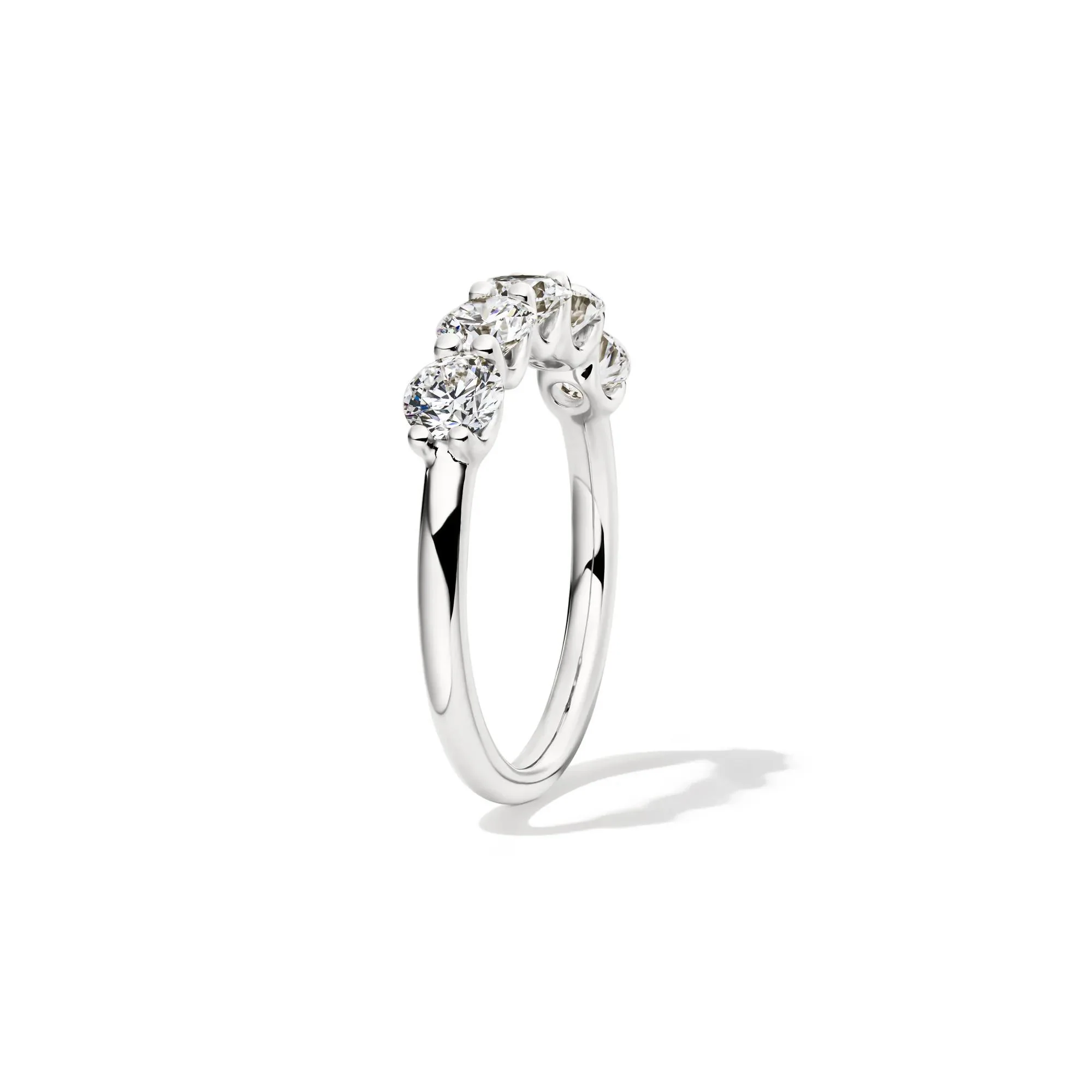1/2 CT. Tw. Lab Grown Diamond Five-Stone Anniversary Band Ring 14K White Gold Size 6 1mm - Image 3