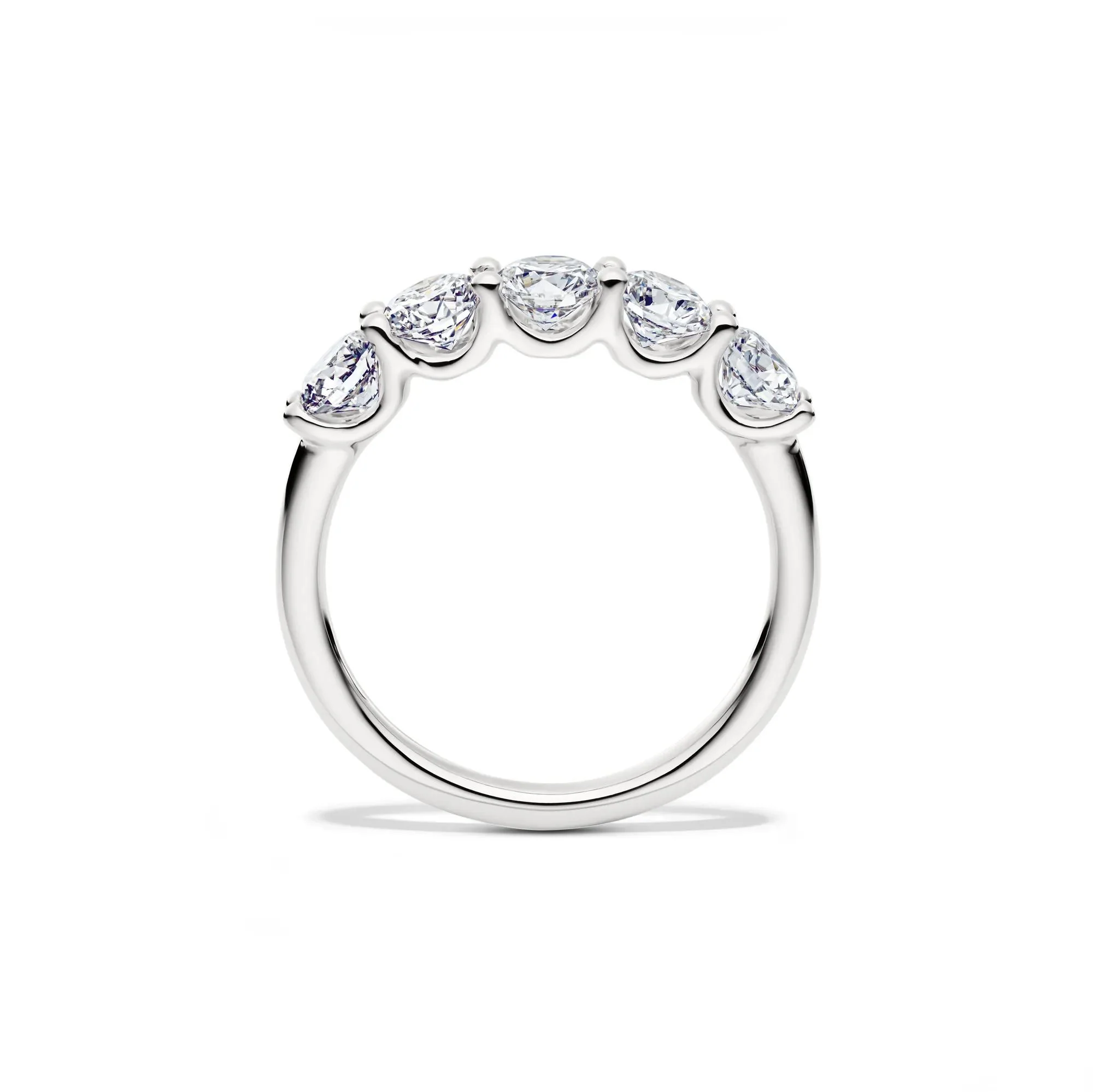 1/2 CT. Tw. Lab Grown Diamond Five-Stone Anniversary Band Ring 14K White Gold Size 7 1mm - Image 2