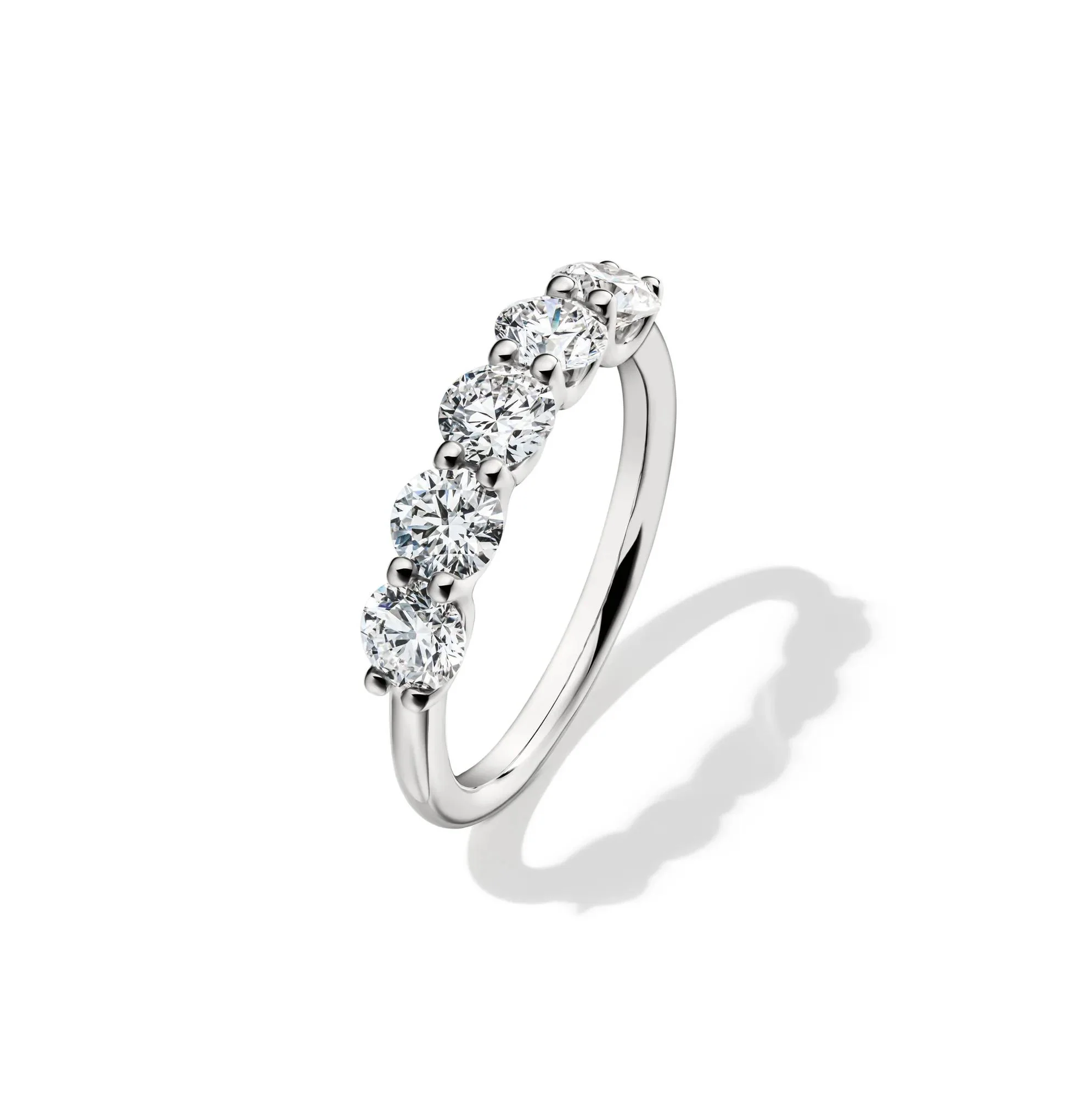 1/2 CT. Tw. Lab Grown Diamond Five-Stone Anniversary Band Ring 14K White Gold Size 8 1mm - Image 4