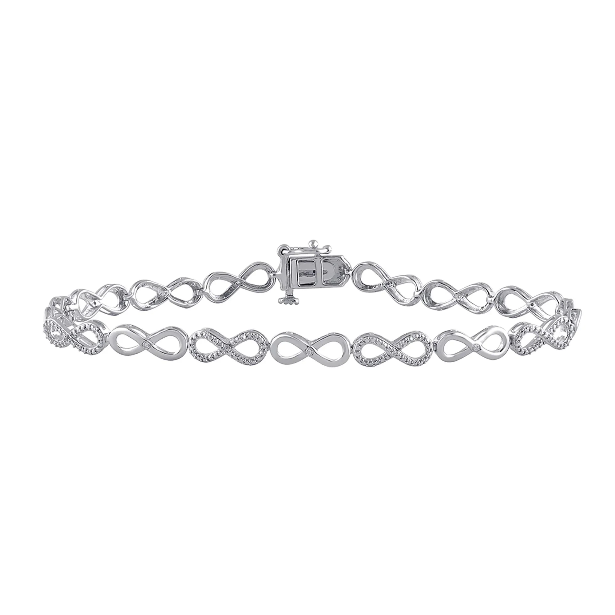 1/10 CT. Tw. Diamond Infinity Bracelet .925 Sterling Silver White Size 5.50mm