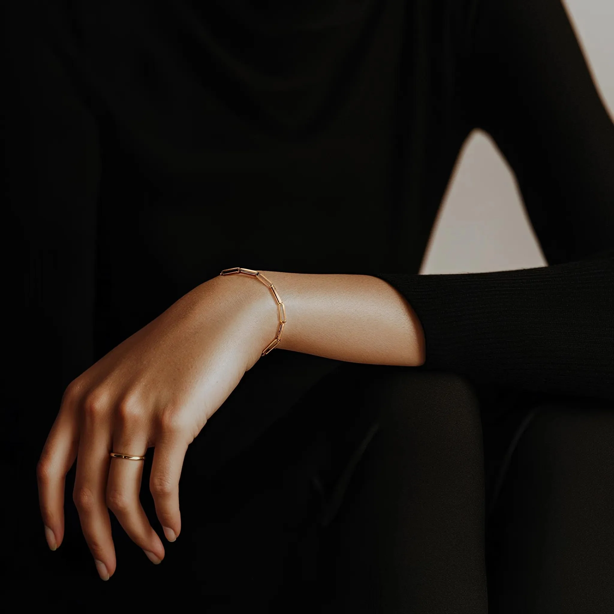 Paperclip Chain Bracelet 14K Yellow Gold Size 3.90mm