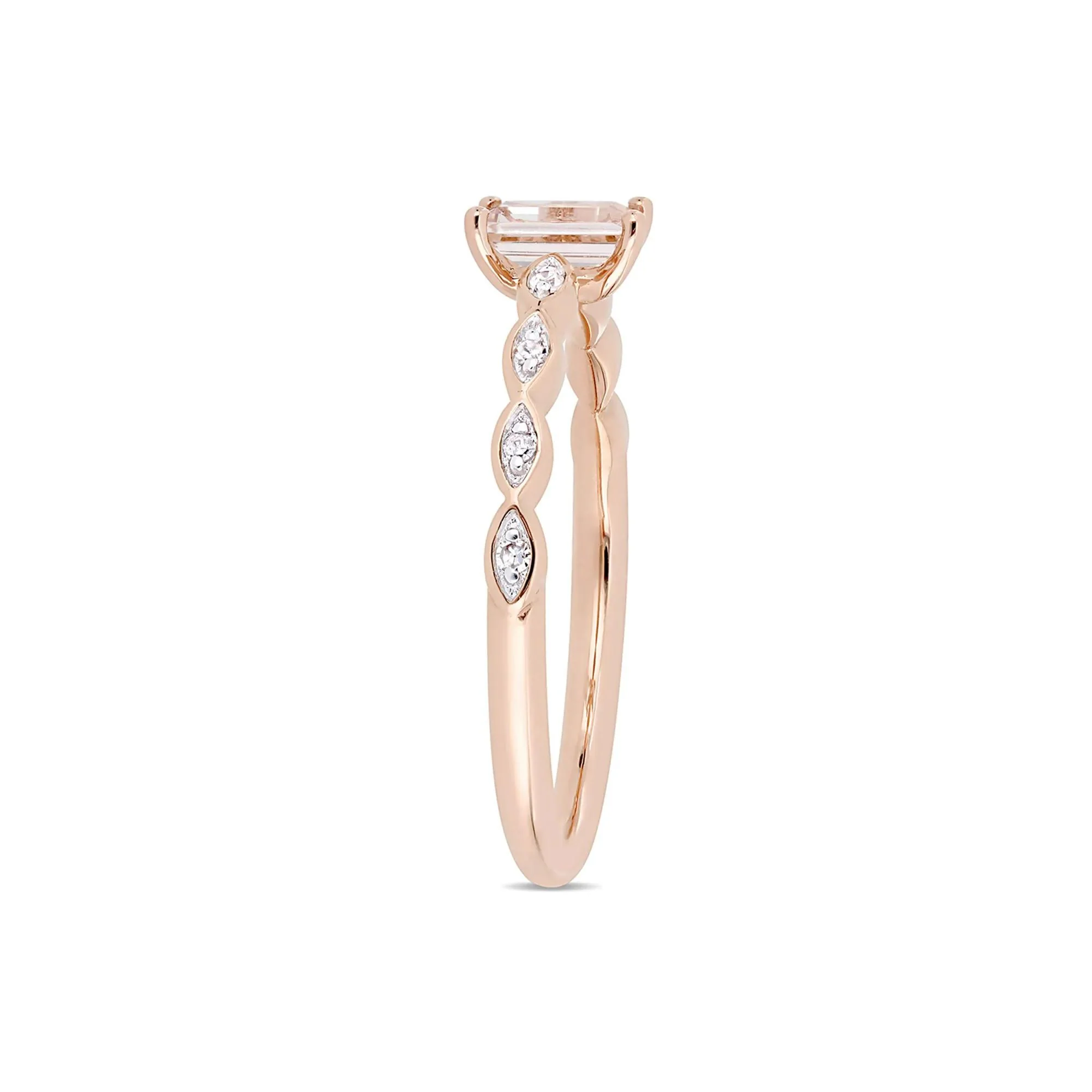 Emerald-Cut Morganite Ring 10K Rose Gold Size 7 - Image 3