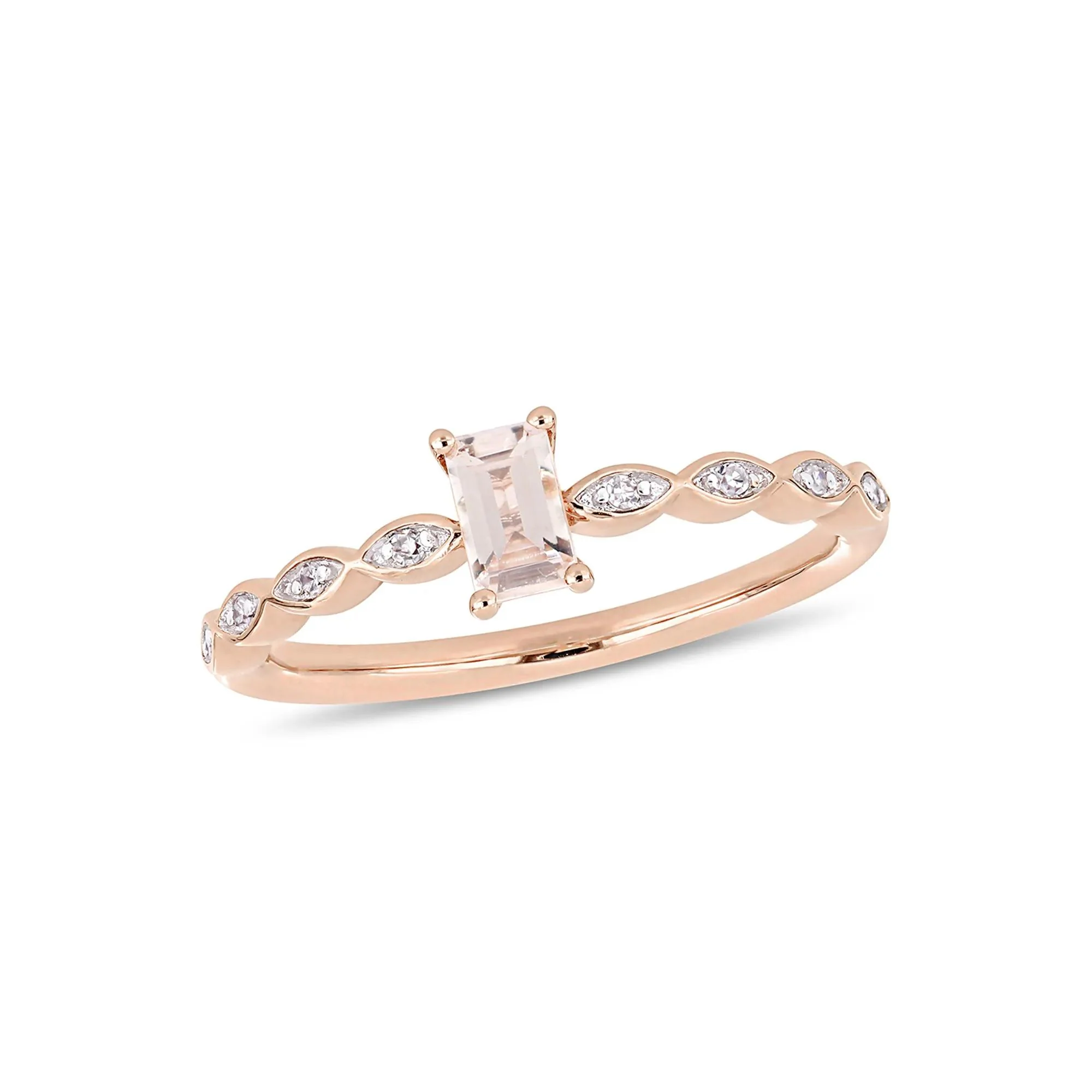Emerald-Cut Morganite Ring 10K Rose Gold Size 7.5 - Image 4