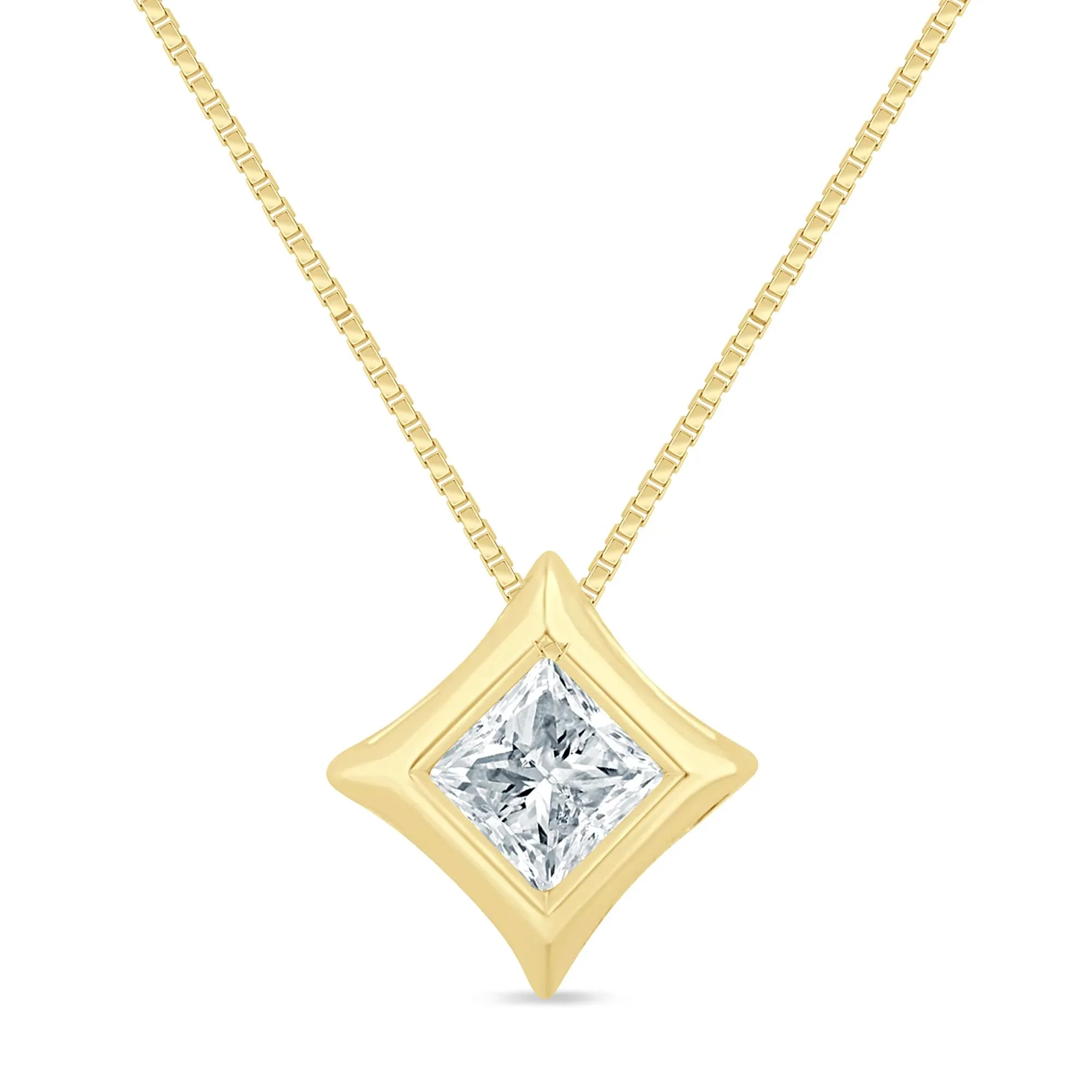 1/10 CT. Tw. Diamond Starra Pendant Necklace 14K Yellow Gold Size 18"