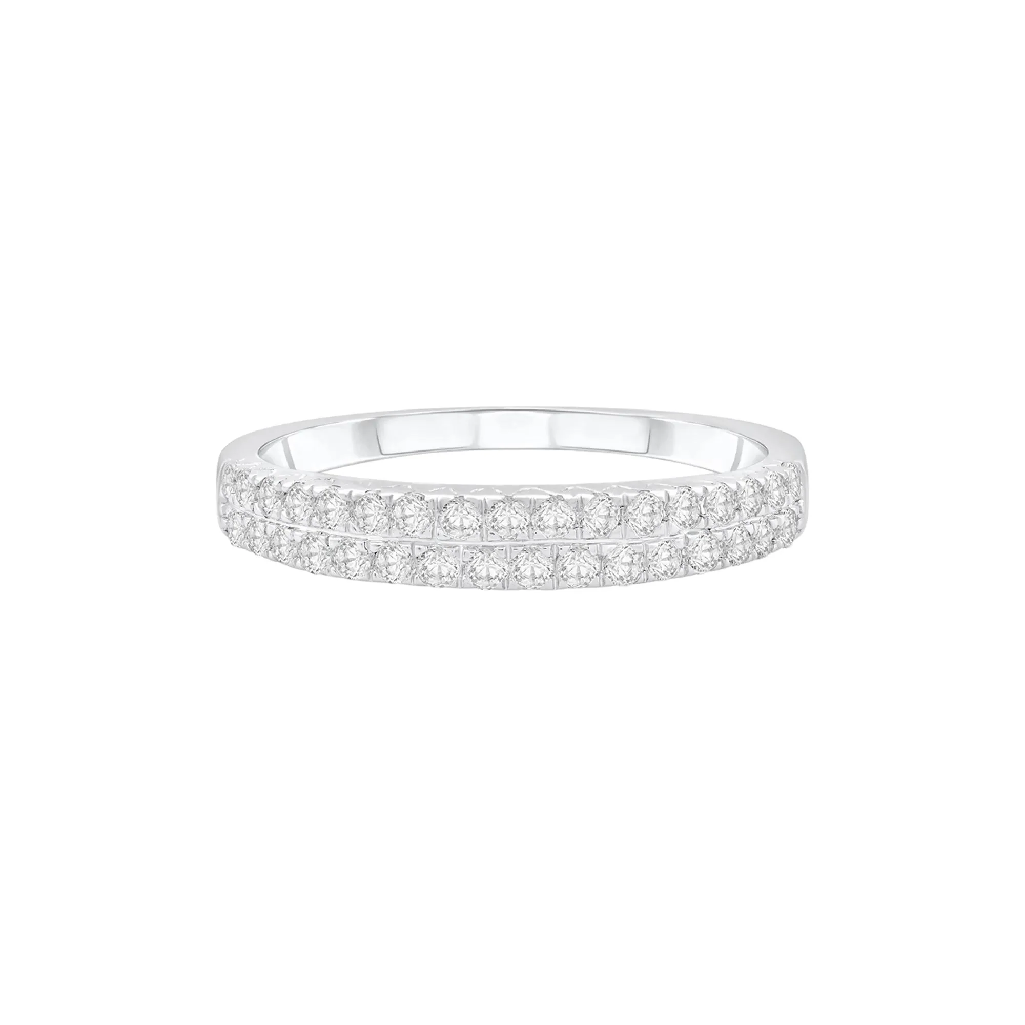 3/8 CT. Tw. Double-Row Diamond Wedding Band Ring 10K White Gold Round Brilliant Cut Size 6