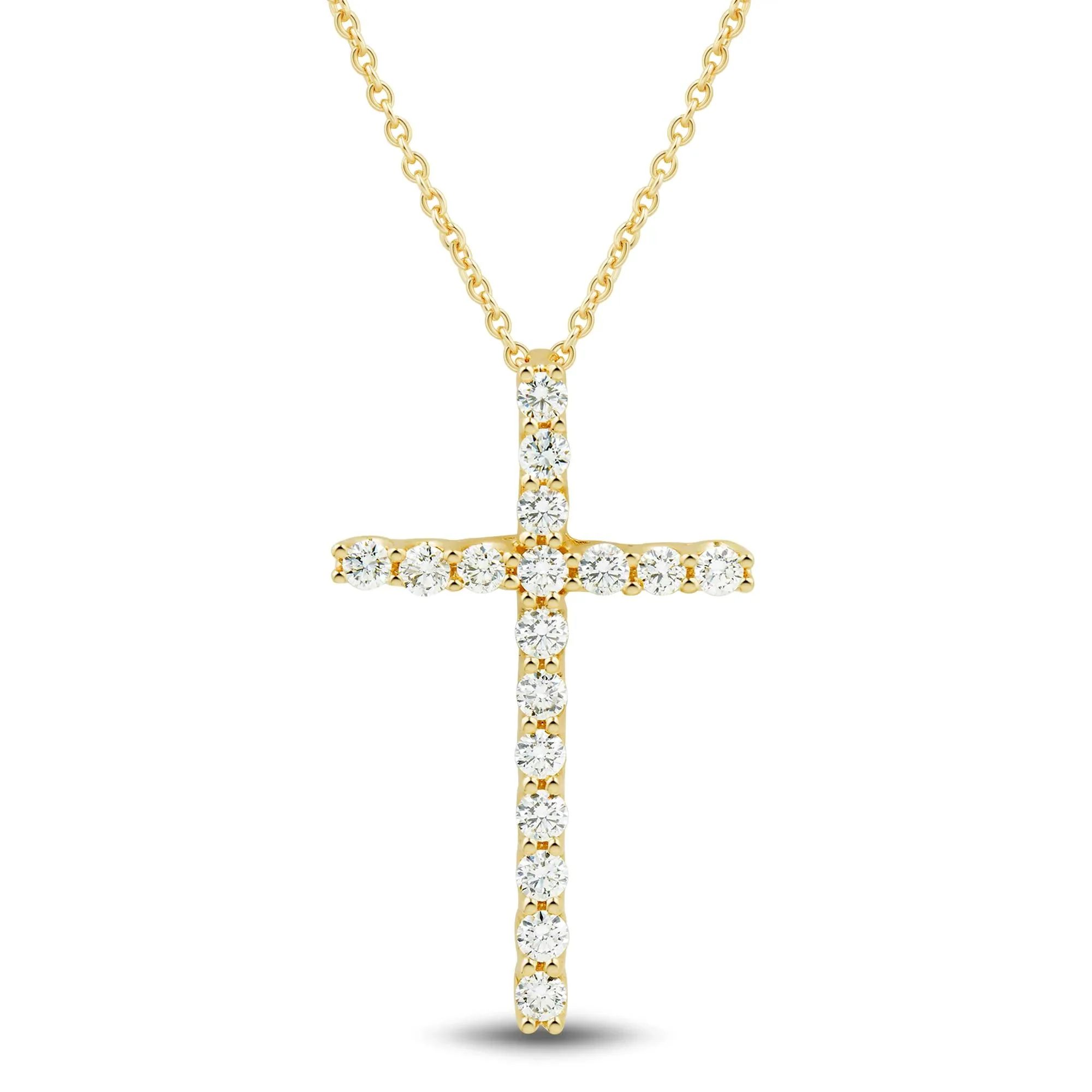 5/8 CT. Tw. Lab Grown Diamond Cross Pendant Necklace 14K Yellow Gold Size 18"