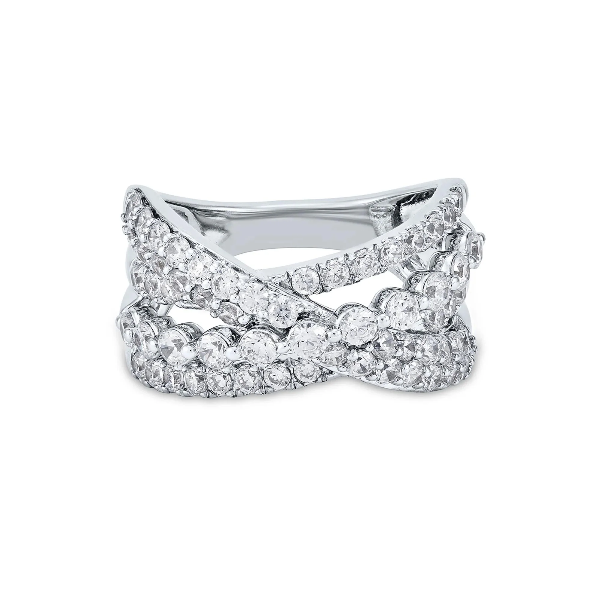 1 3/4 CT. Tw. Lab-Grown Diamond Crossover Ring 14K White Gold Round Brilliant Cut Size 8