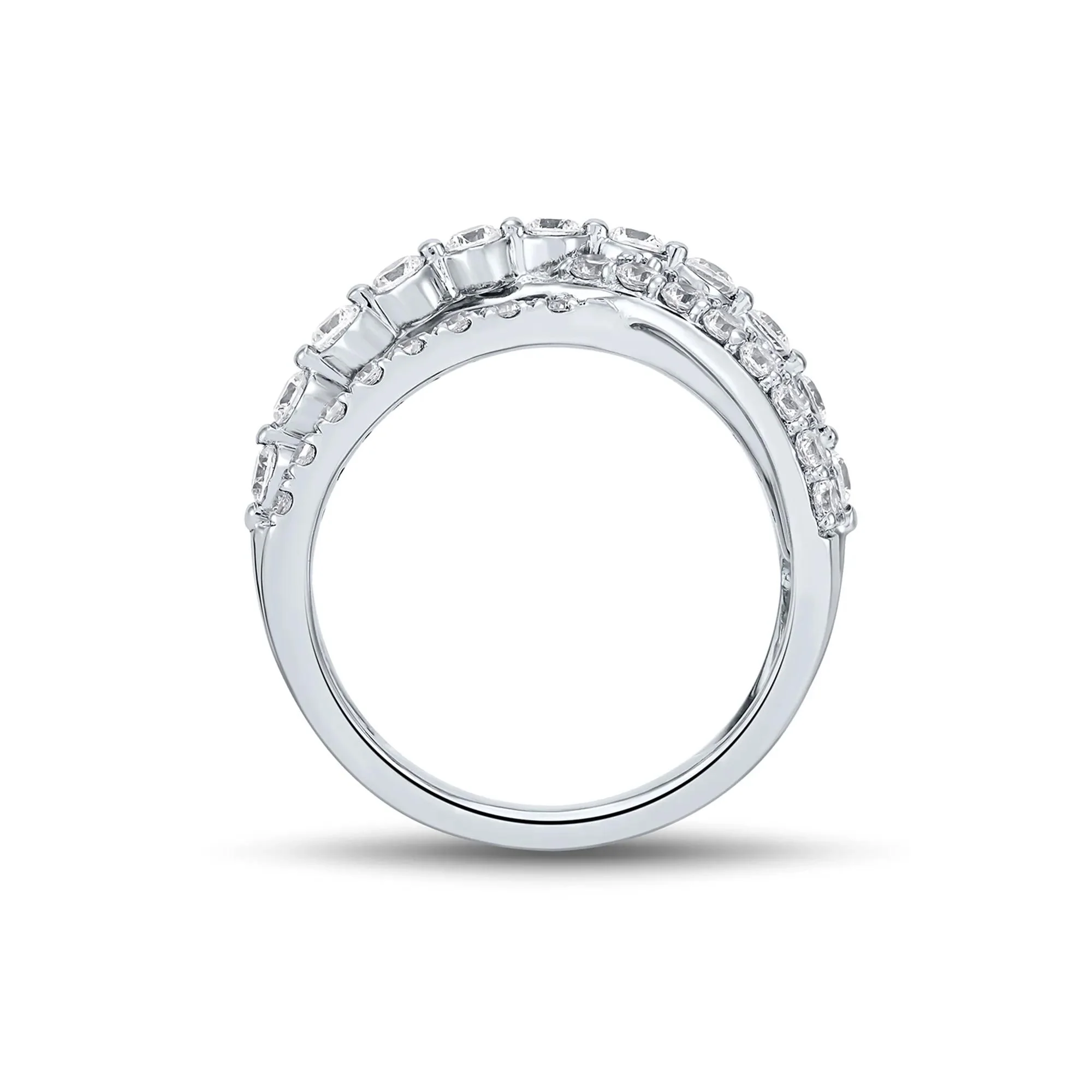 1 3/4 CT. Tw. Lab-Grown Diamond Crossover Ring 14K White Gold Round Brilliant Cut Size 8 - Image 2