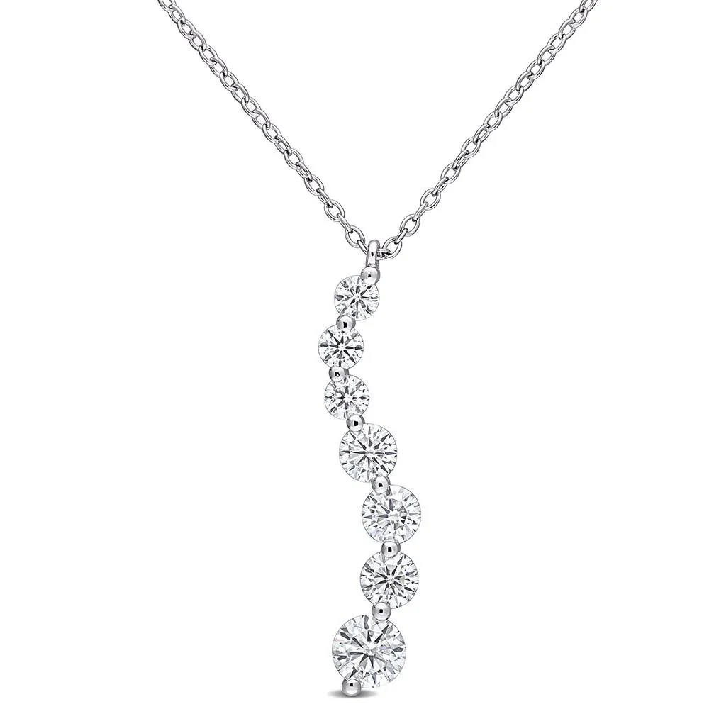 Moissanite Journey Pendant Necklace .925 Sterling Silver (1/2 CT. Dew) White Size 18"