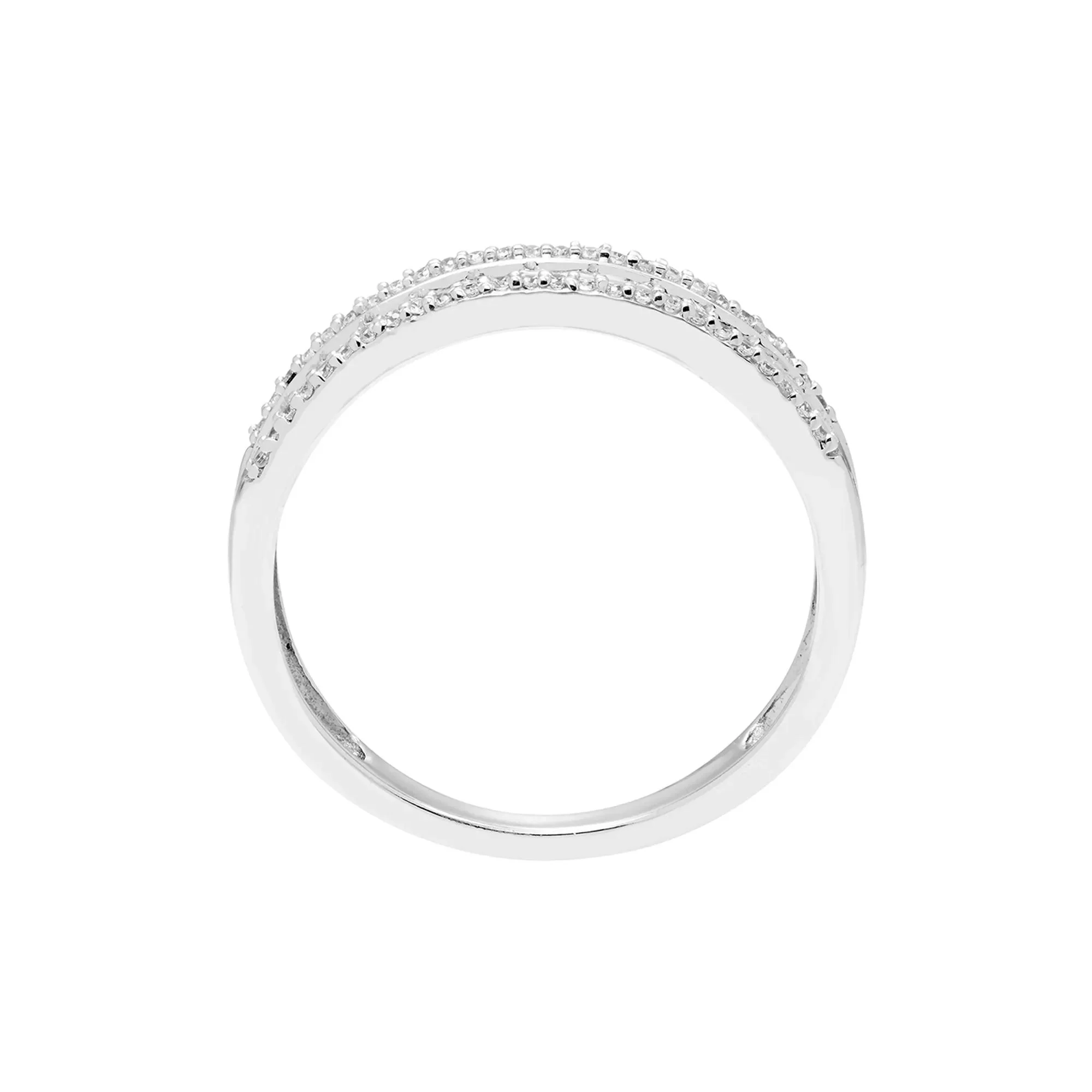 1/4 CT. Tw. Three-Row Diamond Wedding Band Ring 10K White Gold Round Brilliant Cut Size 6 4mm - Image 2