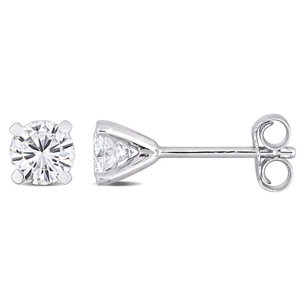 Moissanite Martini Stud Earrings .925 Sterling Silver (1 CT. Dew) White Size 5.00mm