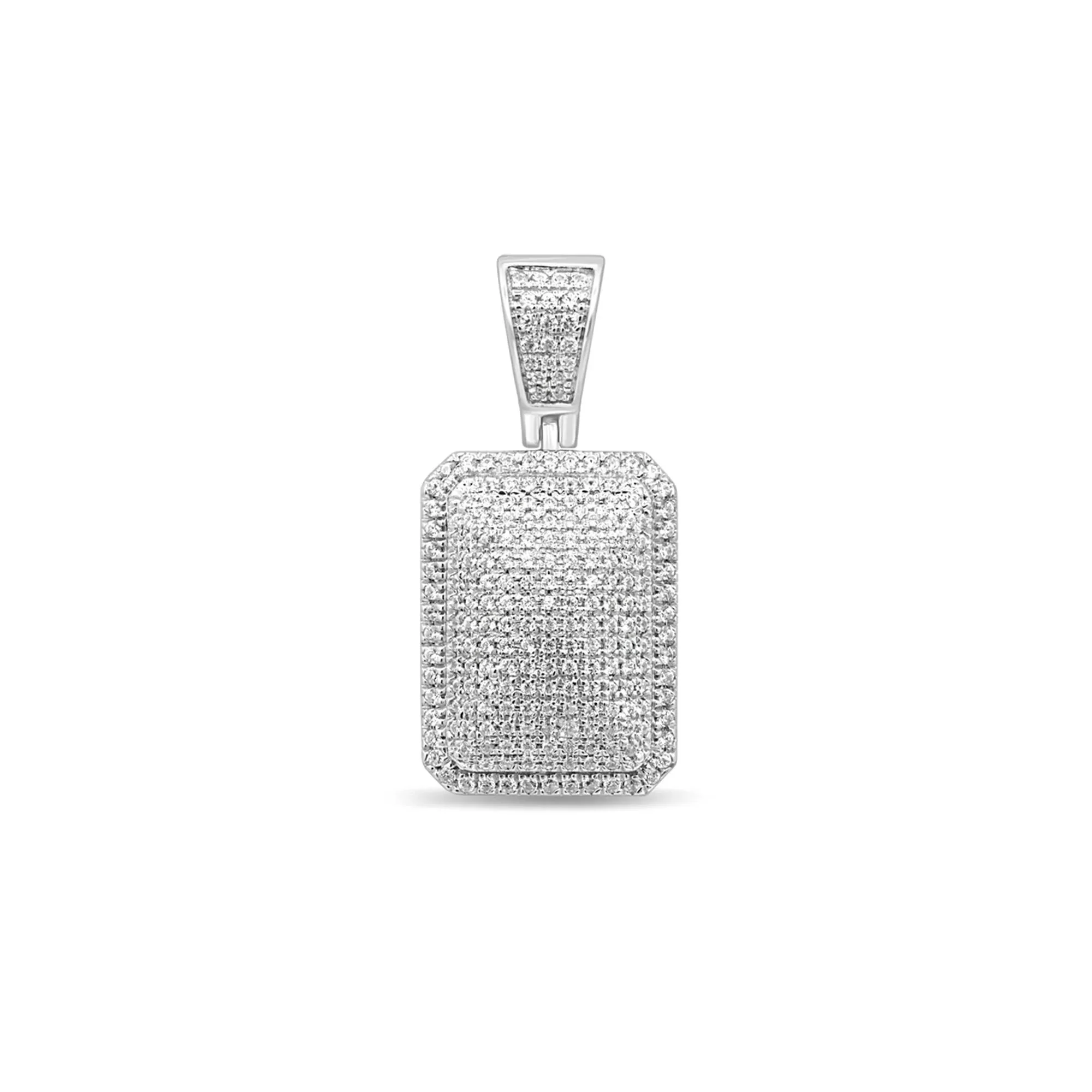 1/2 CT. Tw. Diamond Dog Tag .925 Sterling .925 Sterling Silver Necklace White Size 12.00mm