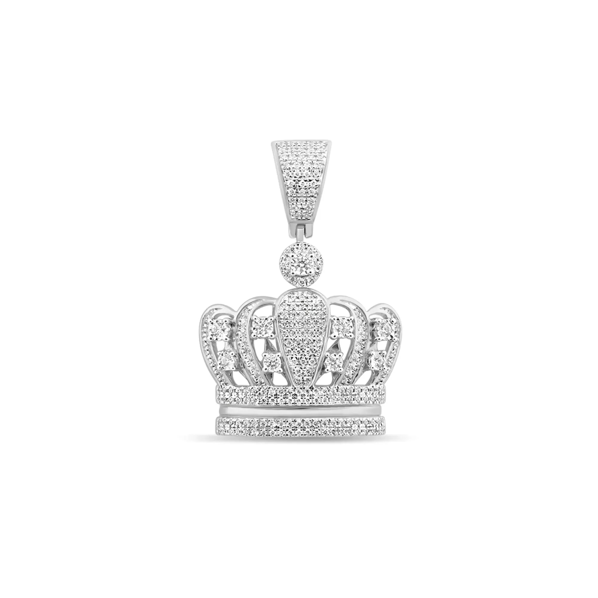 3/4 CT. Tw. Crown Pendant Necklace with Diamonds .925 Sterling Silver White Size 23.00mm