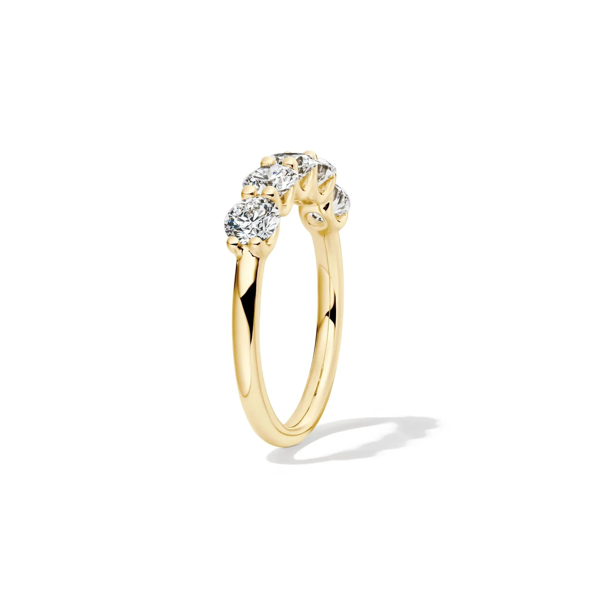 1/2 CT. Tw. Lab Grown Diamond Five-Stone Anniversary Band Ring 14K Yellow Gold Size 7 1mm - Image 3