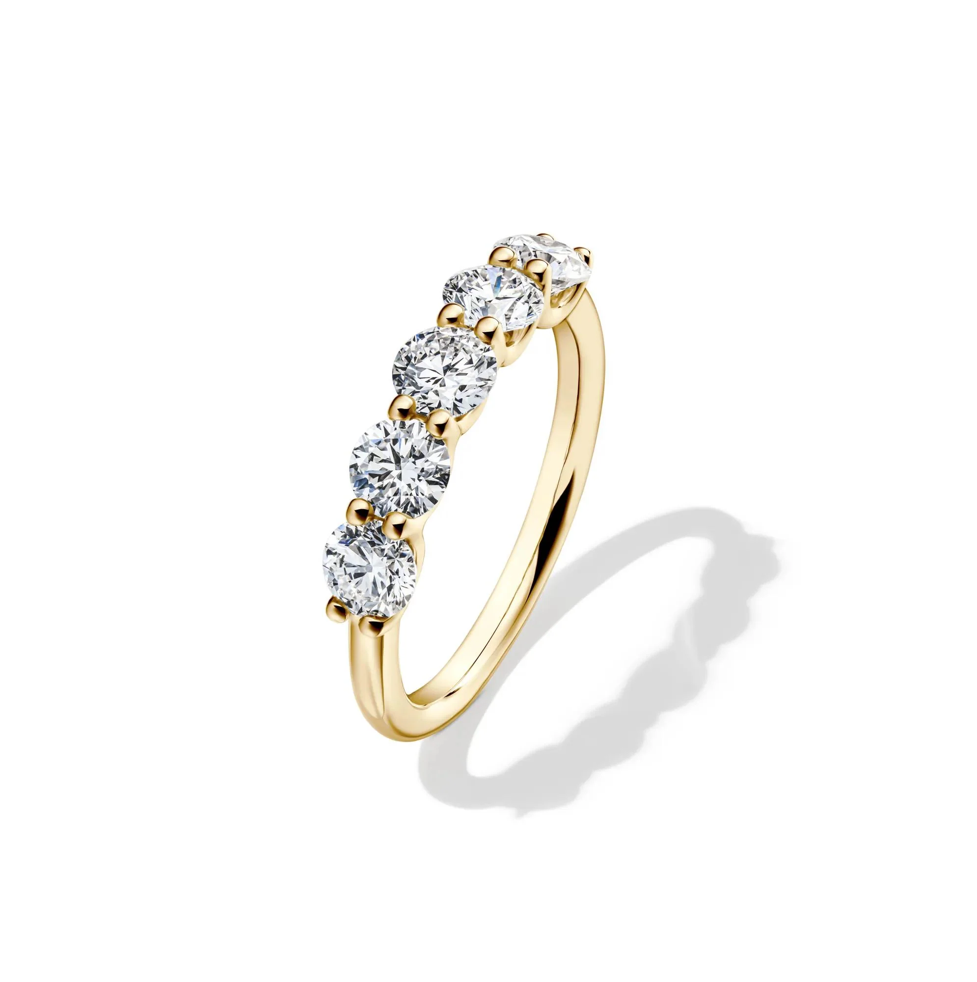 1/2 CT. Tw. Lab Grown Diamond Five-Stone Anniversary Band Ring 14K Yellow Gold Size 7.5 1mm - Image 4