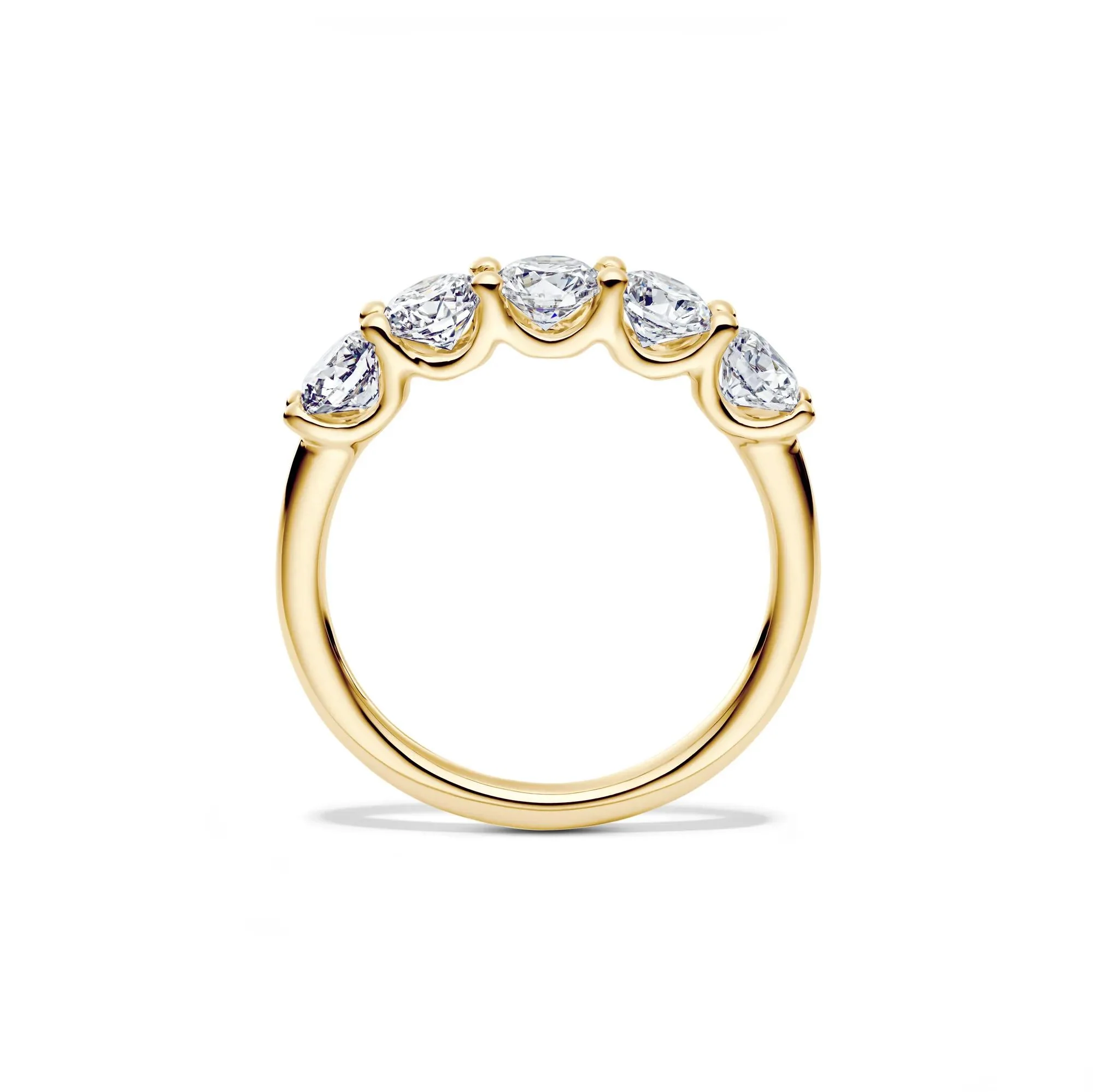 1/2 CT. Tw. Lab Grown Diamond Five-Stone Anniversary Band Ring 14K Yellow Gold Size 8 1mm - Image 2