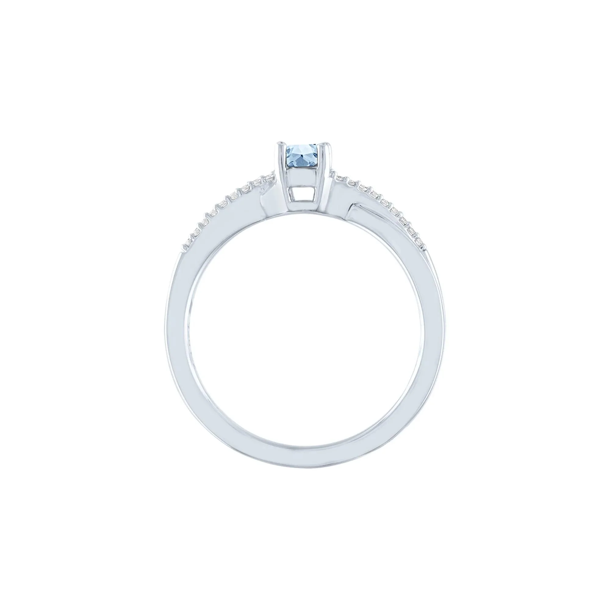 Lab Created Aquamarine & Diamond Promise Ring 10K White Gold Size 6 - Image 2