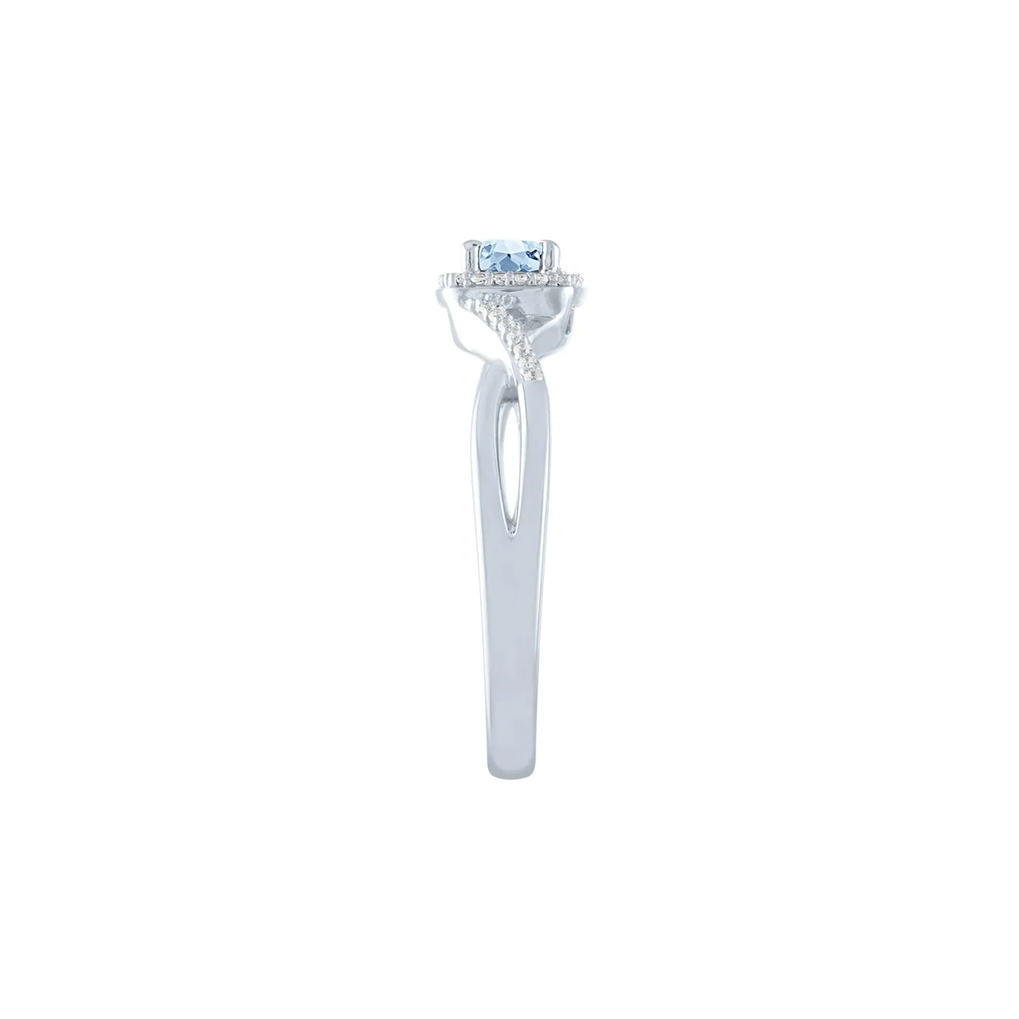 Lab Created Aquamarine & Diamond Promise Ring 10K White Gold Size 8 - Image 3