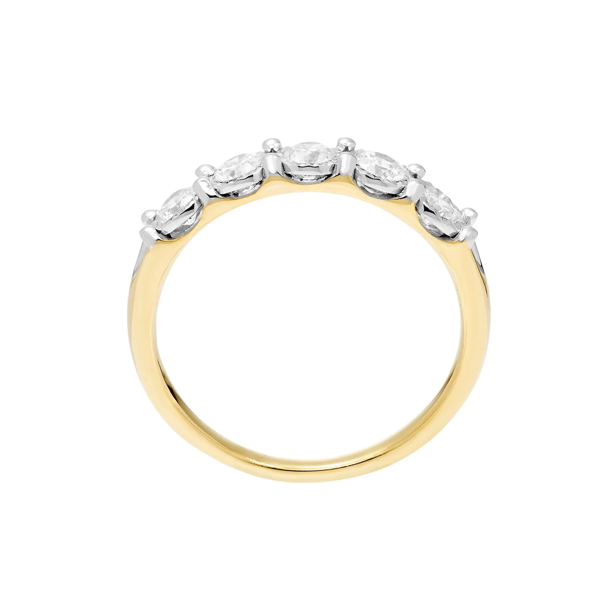 1/2 CT. Tw. Five-Stone Diamond Wedding Band Ring with Illusion Settings 10K Yellow Gold Round Brilliant Cut Size 7.5 - Image 3