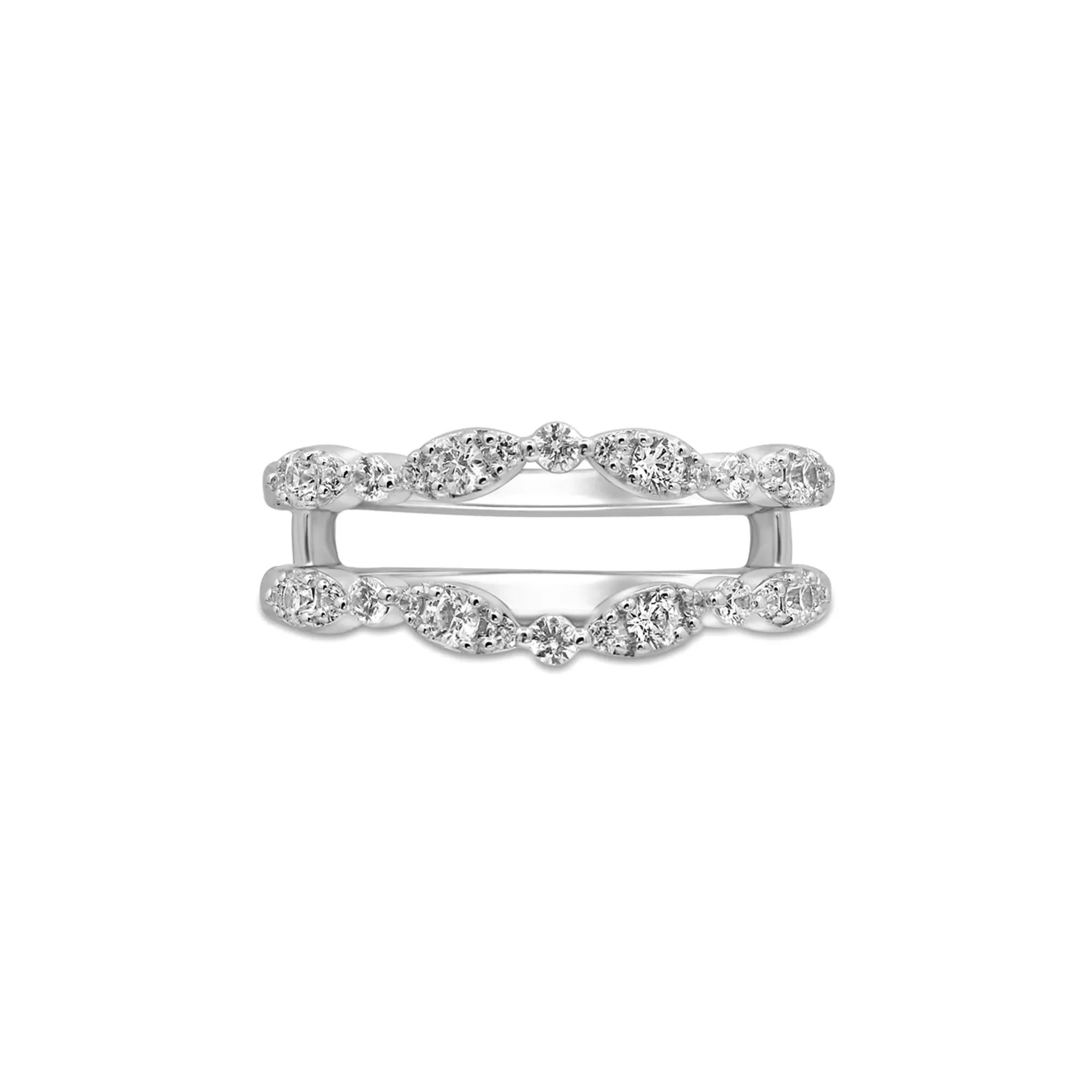 1/2 CT. Tw. Diamond Ring Enhancer with Marquise Clusters 14K White Gold Round Brilliant Cut Size 7.5