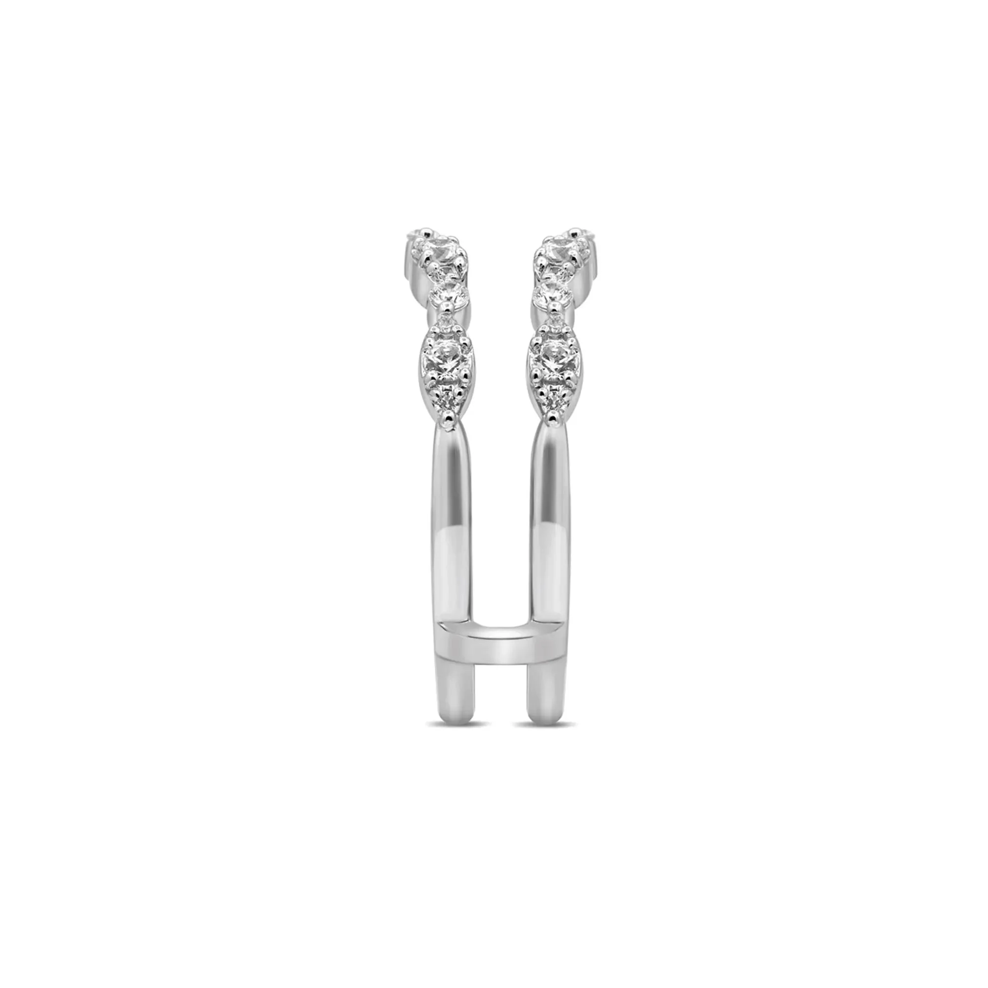 1/2 CT. Tw. Diamond Ring Enhancer with Marquise Clusters 14K White Gold Round Brilliant Cut Size 8 - Image 3