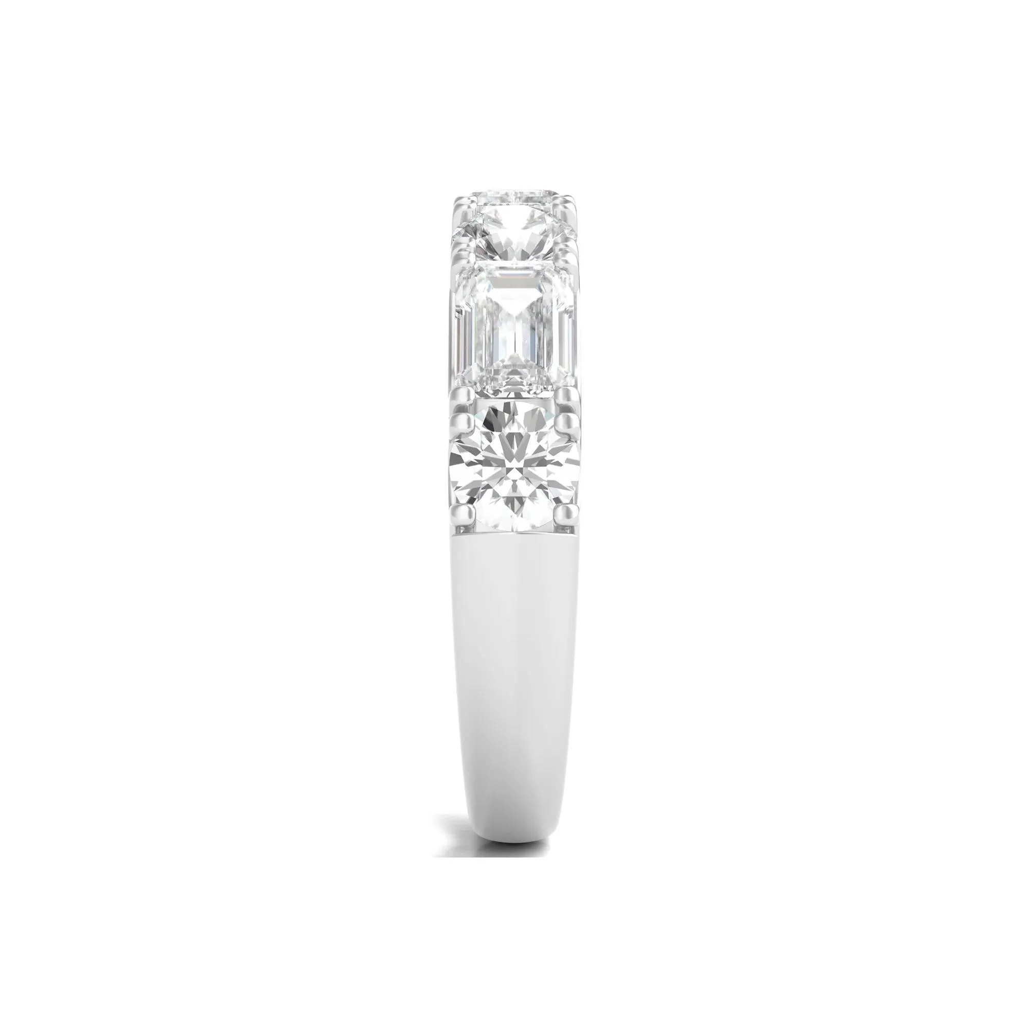 2 1/2 CT. Tw. Round & Emerald-Cut Lab Grown Diamond Band Ring 14K White Gold Round Brilliant Cut Size 4.5 - Image 3