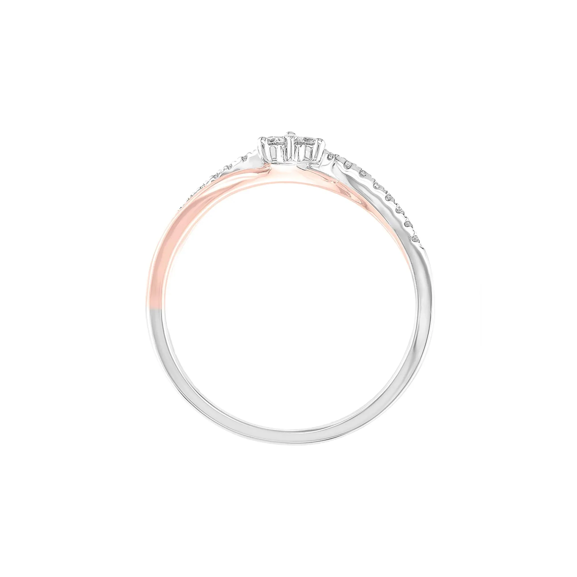 1/7 CT. Tw. Diamond Flower Promise Ring 10K White & Rose Gold Round Brilliant Cut Size 8 - Image 2