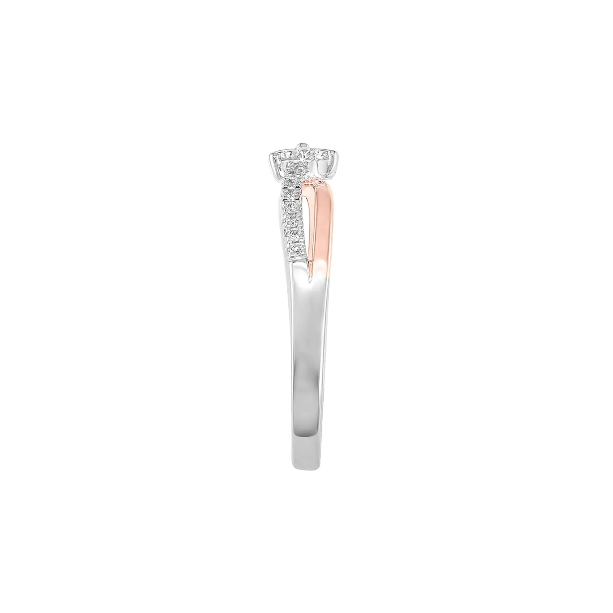 1/7 CT. Tw. Diamond Flower Promise Ring 10K White & Rose Gold Round Brilliant Cut Size 8 - Image 3