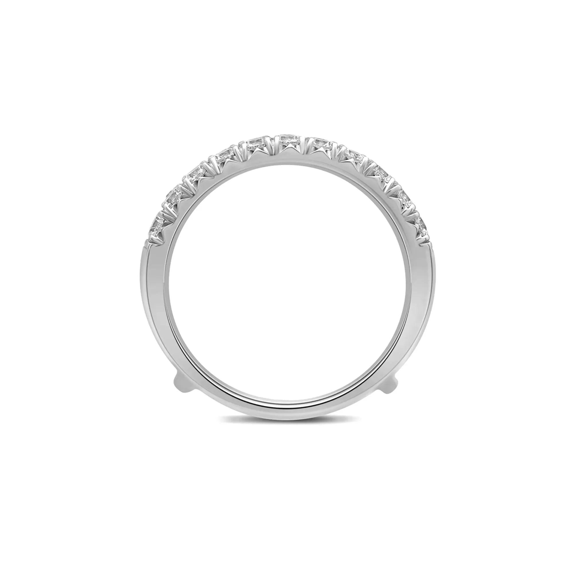1 CT. Tw. Lab Grown Diamond French Pavé Ring Enhancer 14K White Gold Size 9.5 7.5mm - Image 2